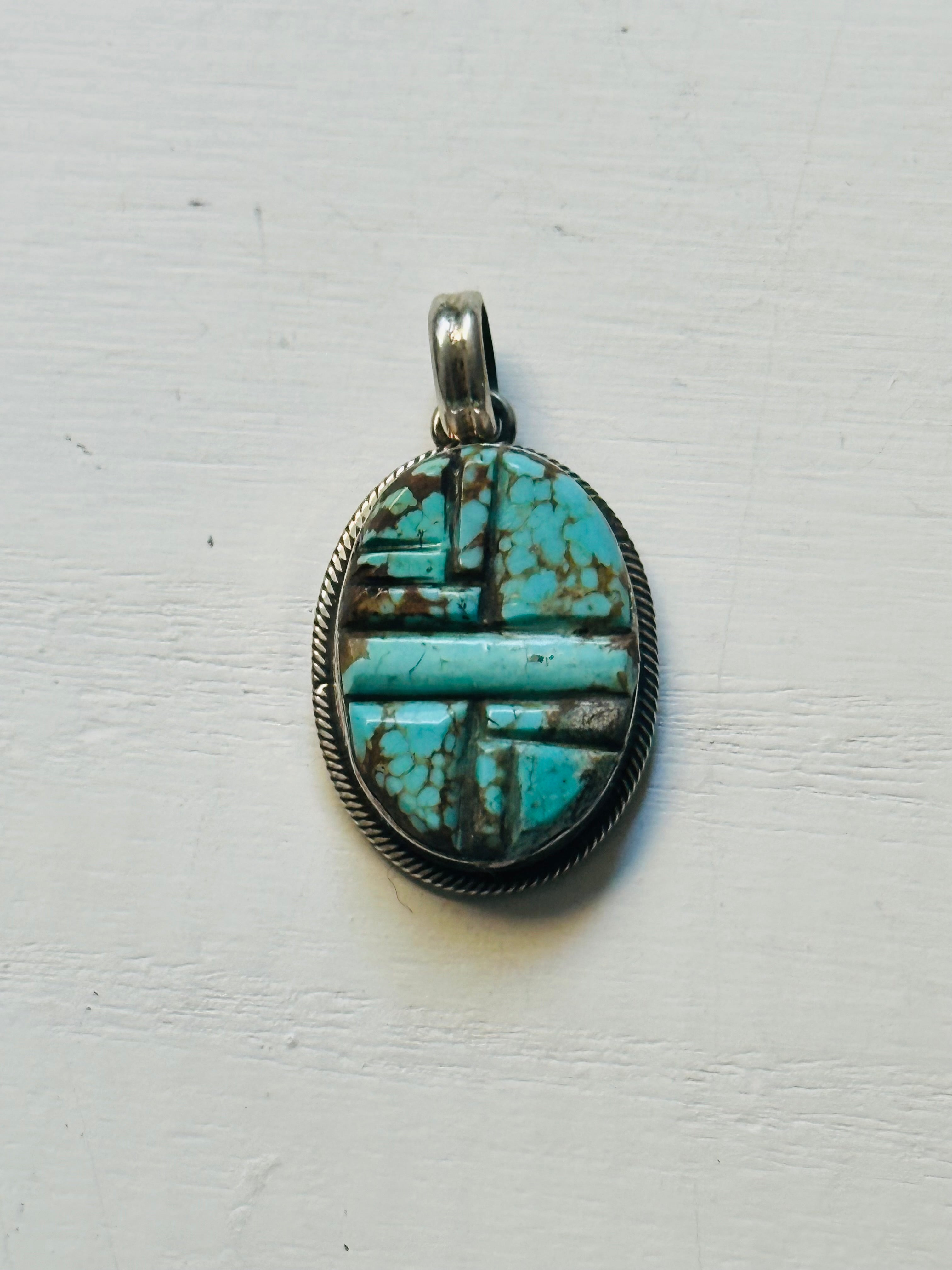 Scott Skeets #8 Turquoise & Sterling Silver Pendant