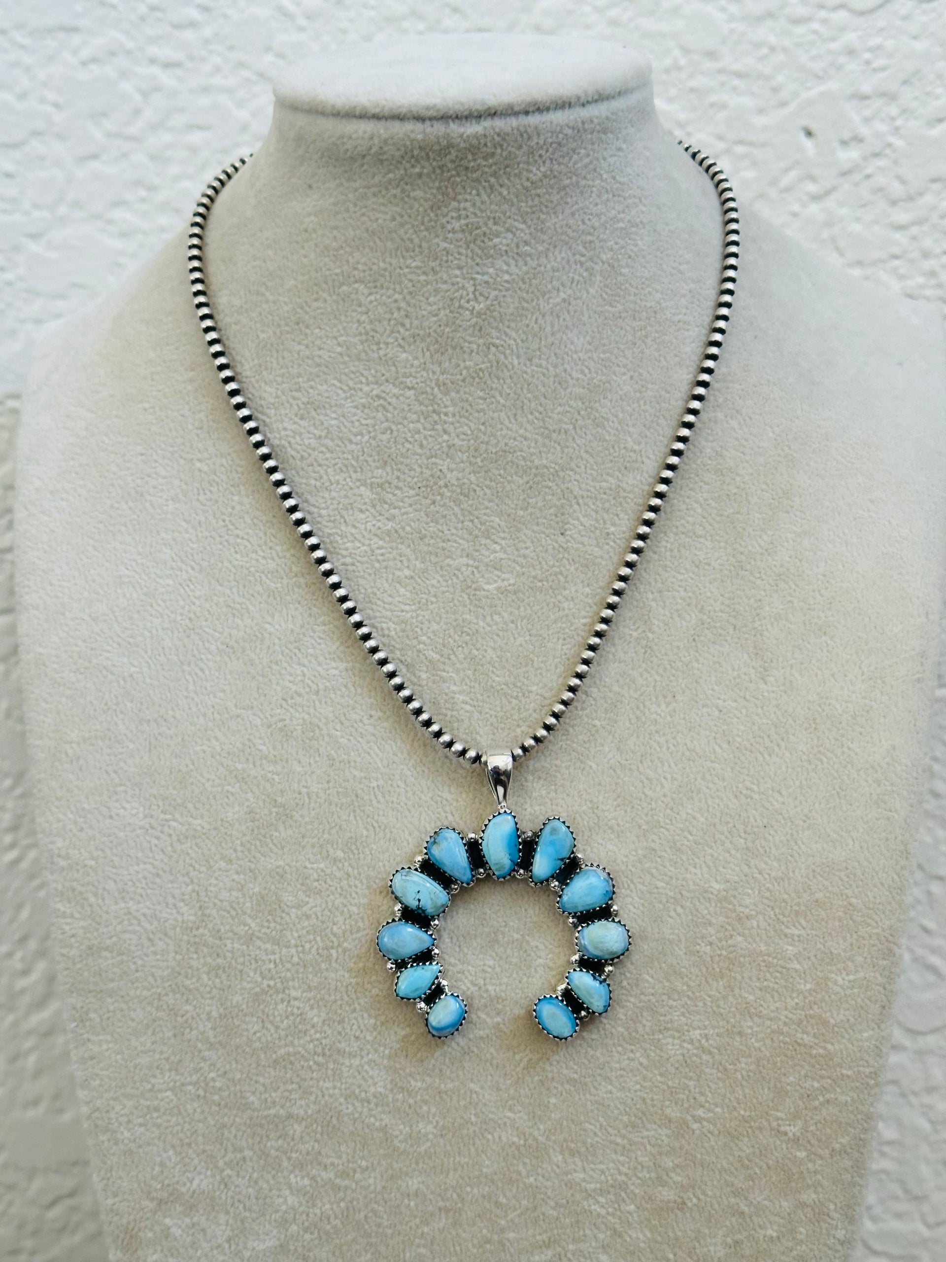 Southwest Handmade Golden Hills Turquoise & Sterling Silver Naja Pendant
