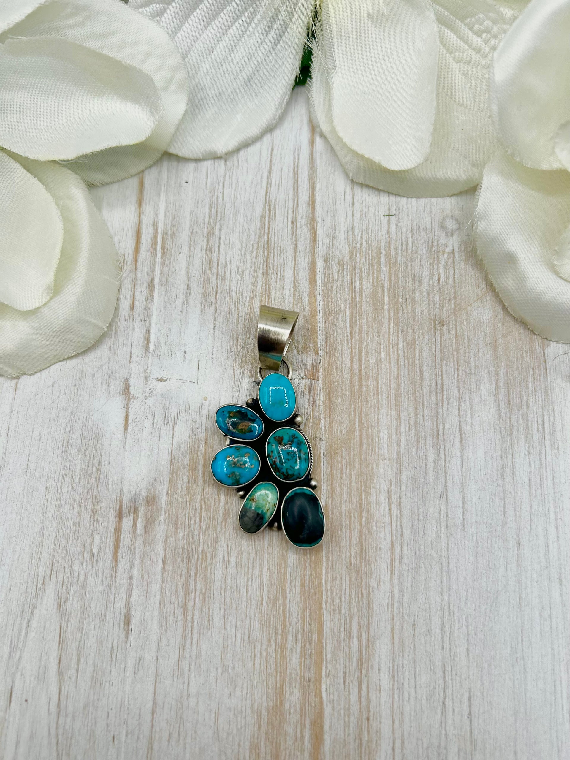 Blaire Yellowhorse Mixed Turquoise & Sterling Silver Pendant