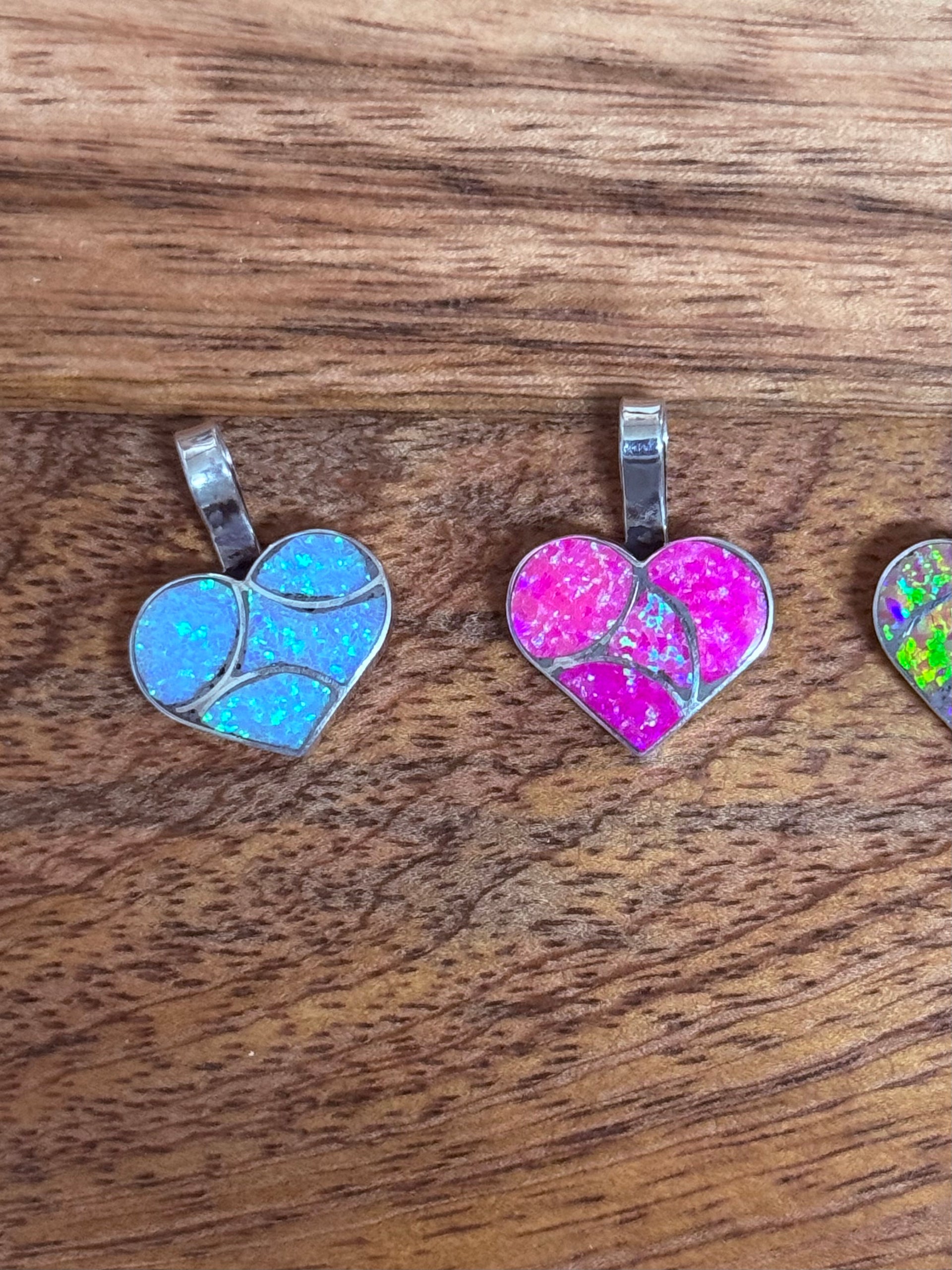 Zuni Opal (man-made) & Sterling Silver Heart Inlay Pendant
