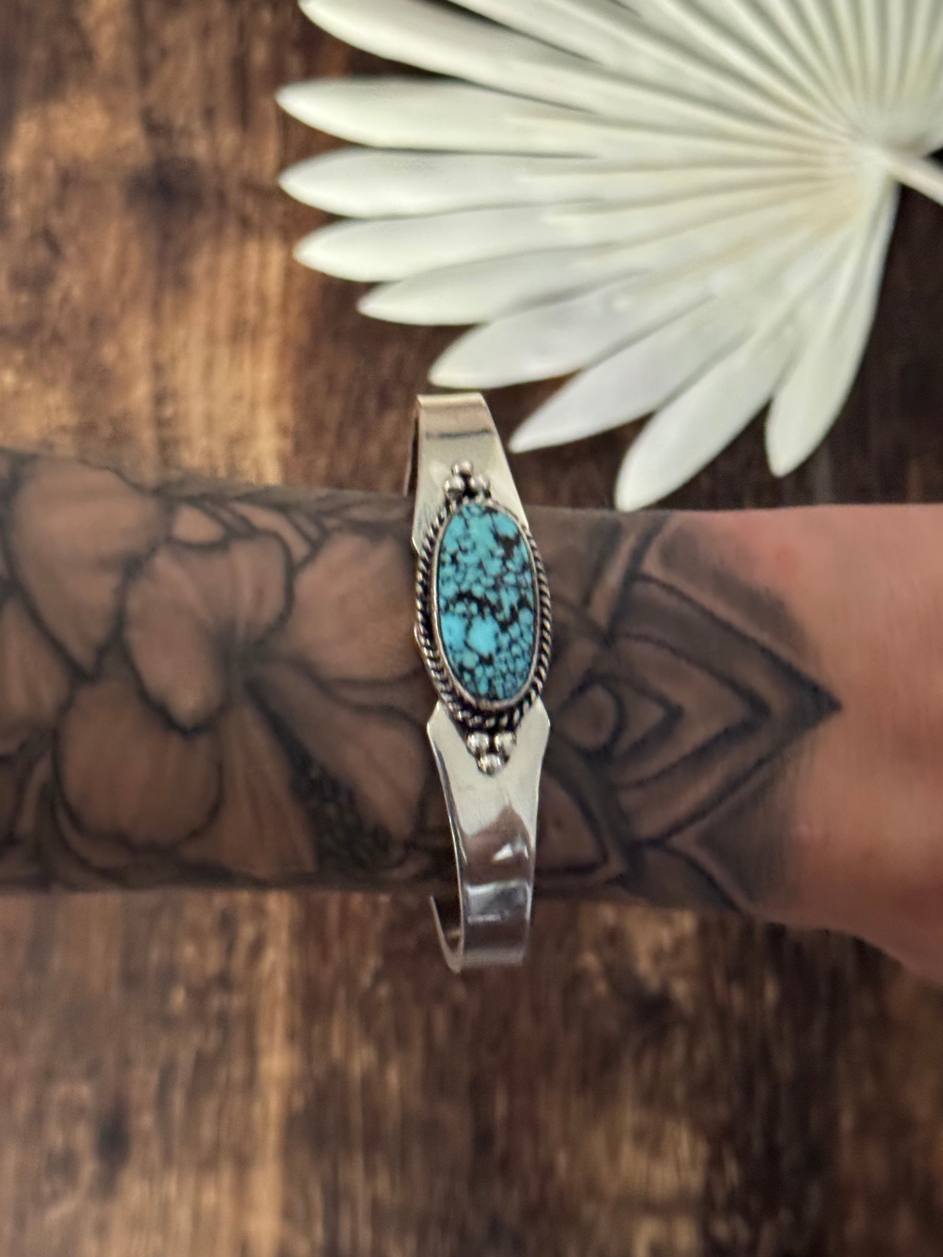 Eleanor Richards Spider Web Kingman Turquoise & Sterling Silver Cuff Bracelet