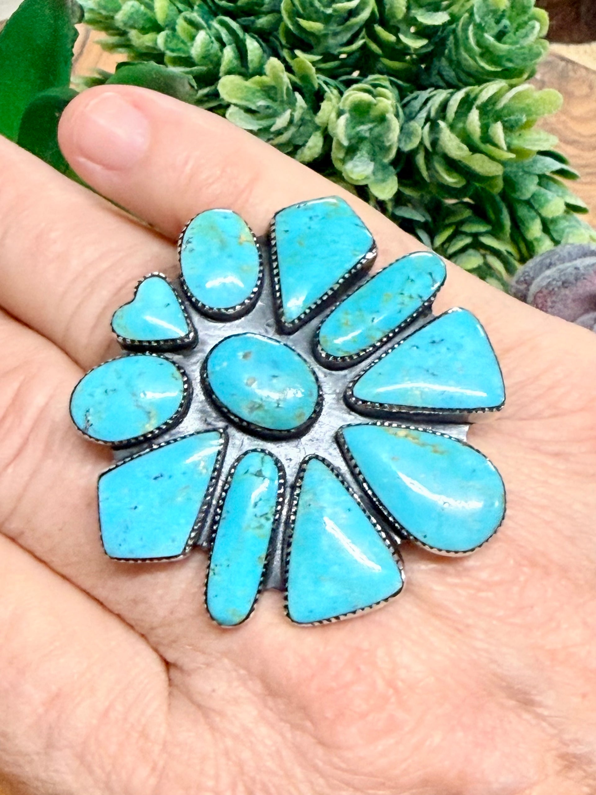 Southwest Handmade Turquoise & Sterling Silver Adjustable Ring