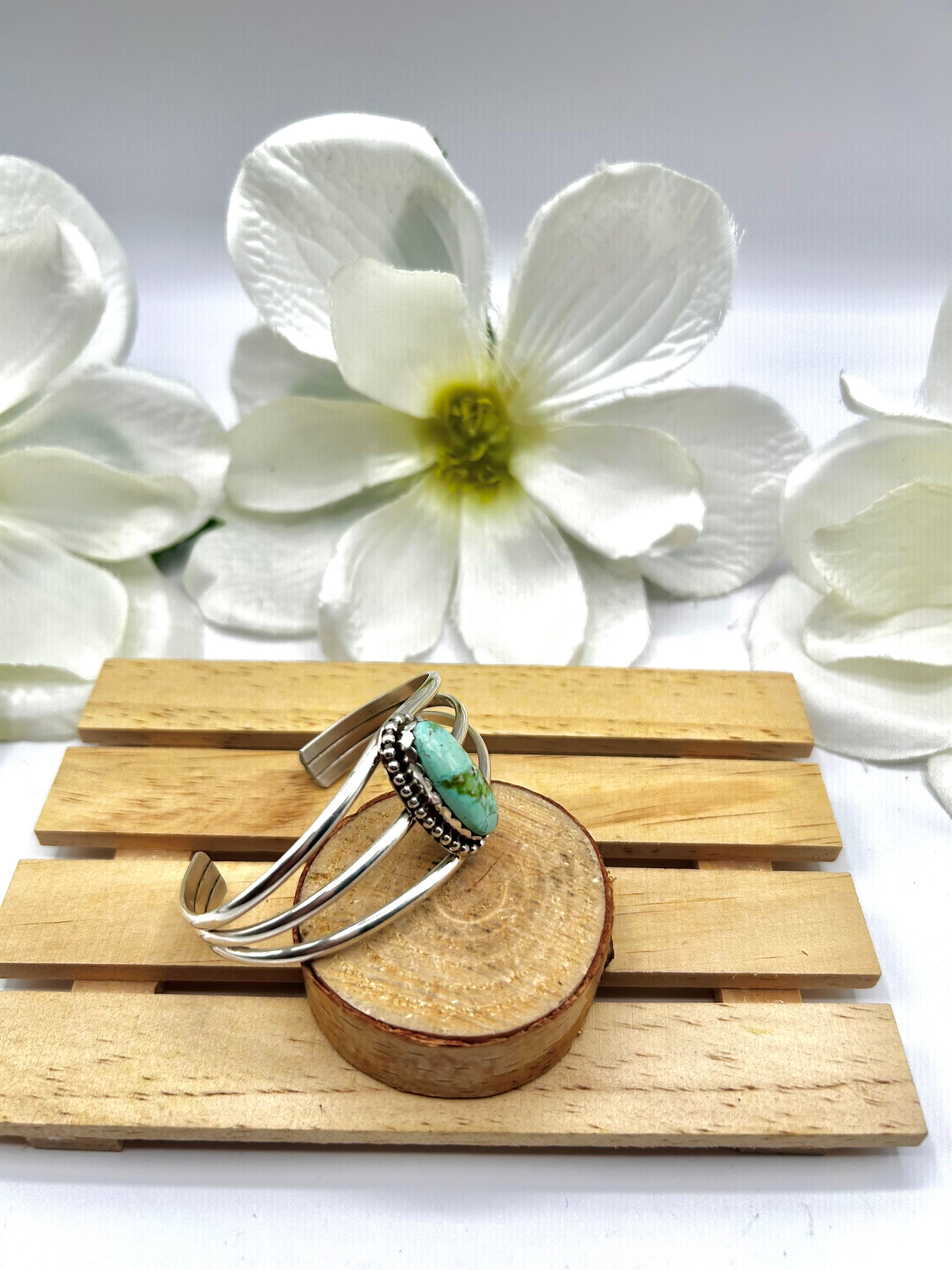 Navajo Made Sonoran Mountain  Turquoise & Sterling Silver Cuff Bracelet