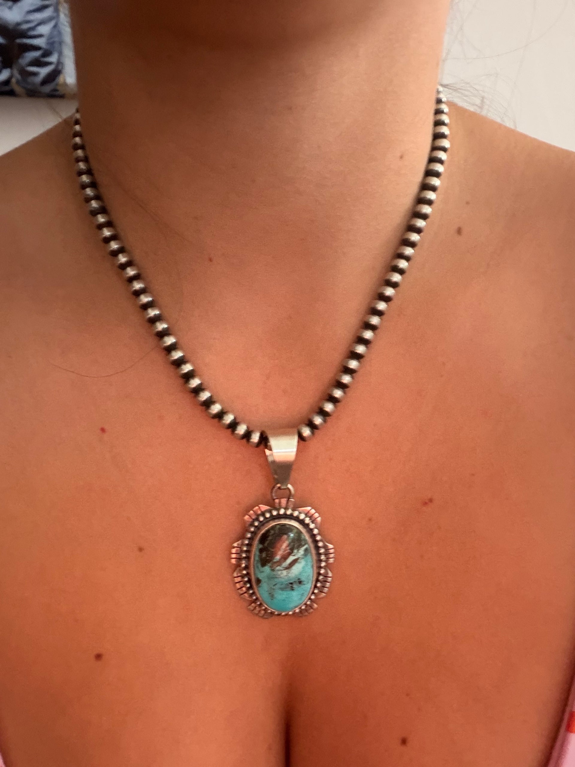 Randy Billy Carico Lake Turquoise & Sterling Silver Pendant