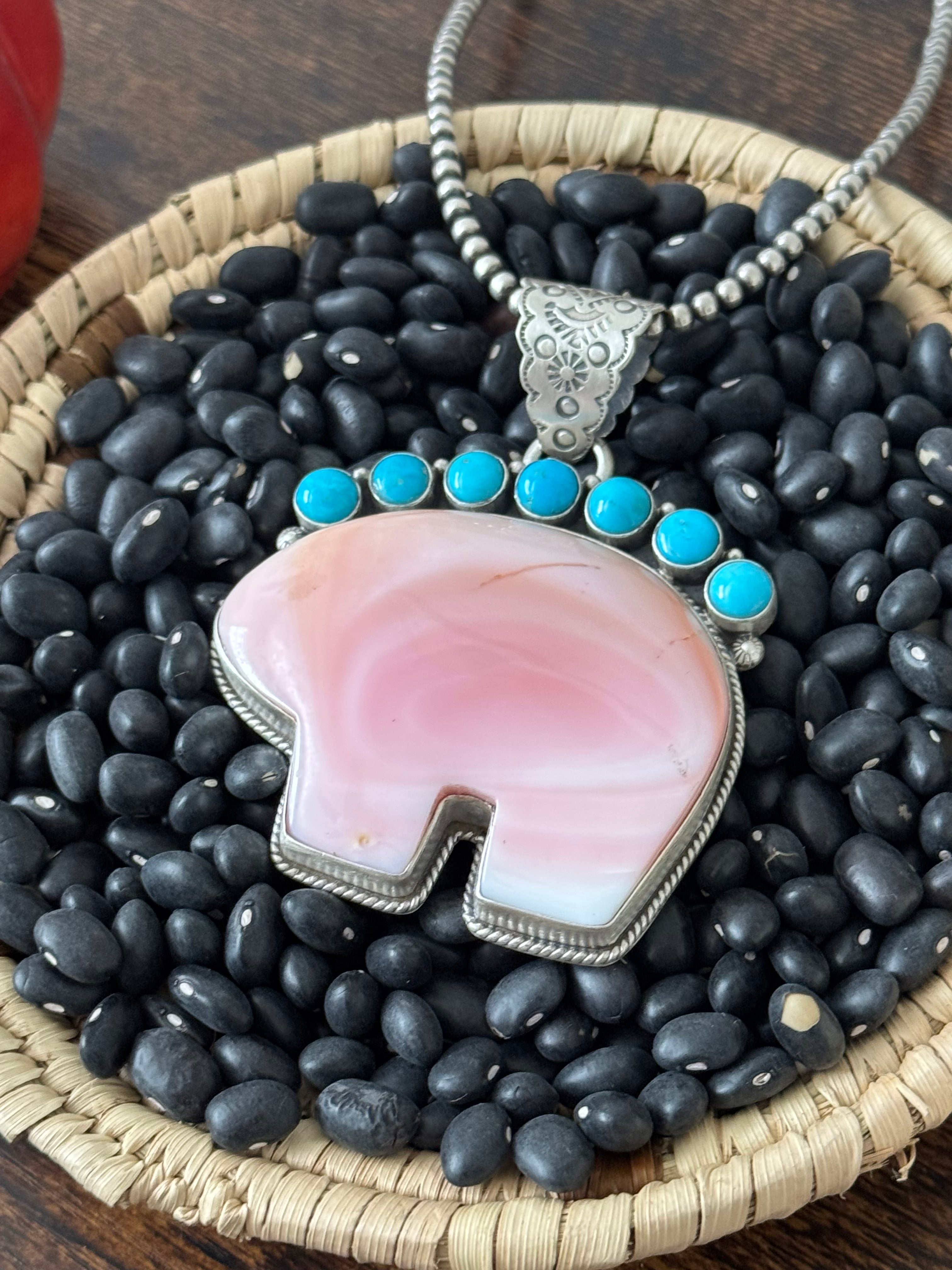 Navajo Made Multi Stone & Sterling Silver Pendant