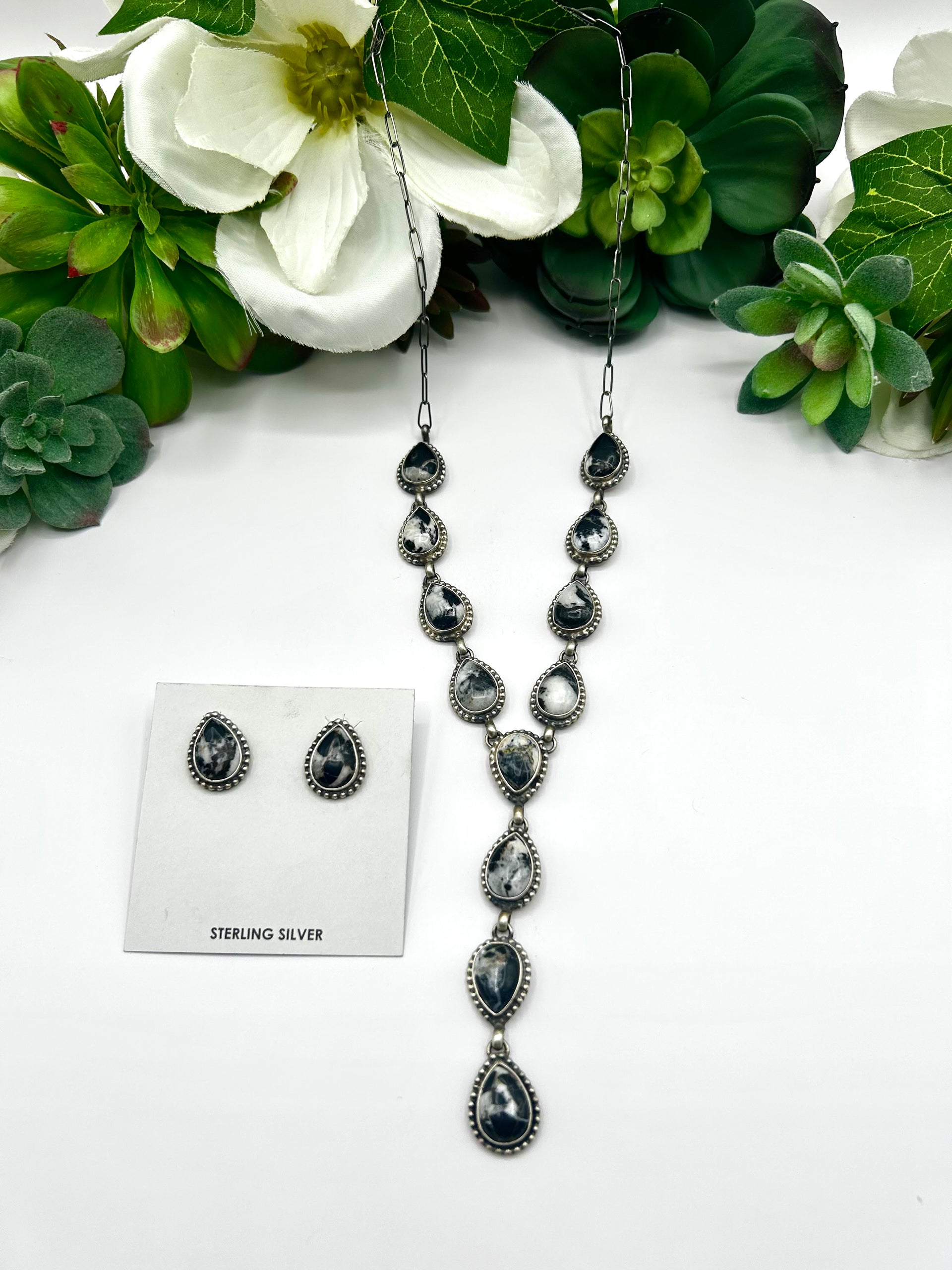 Darrin Livingston White Buffalo & Sterling Silver Necklace Set