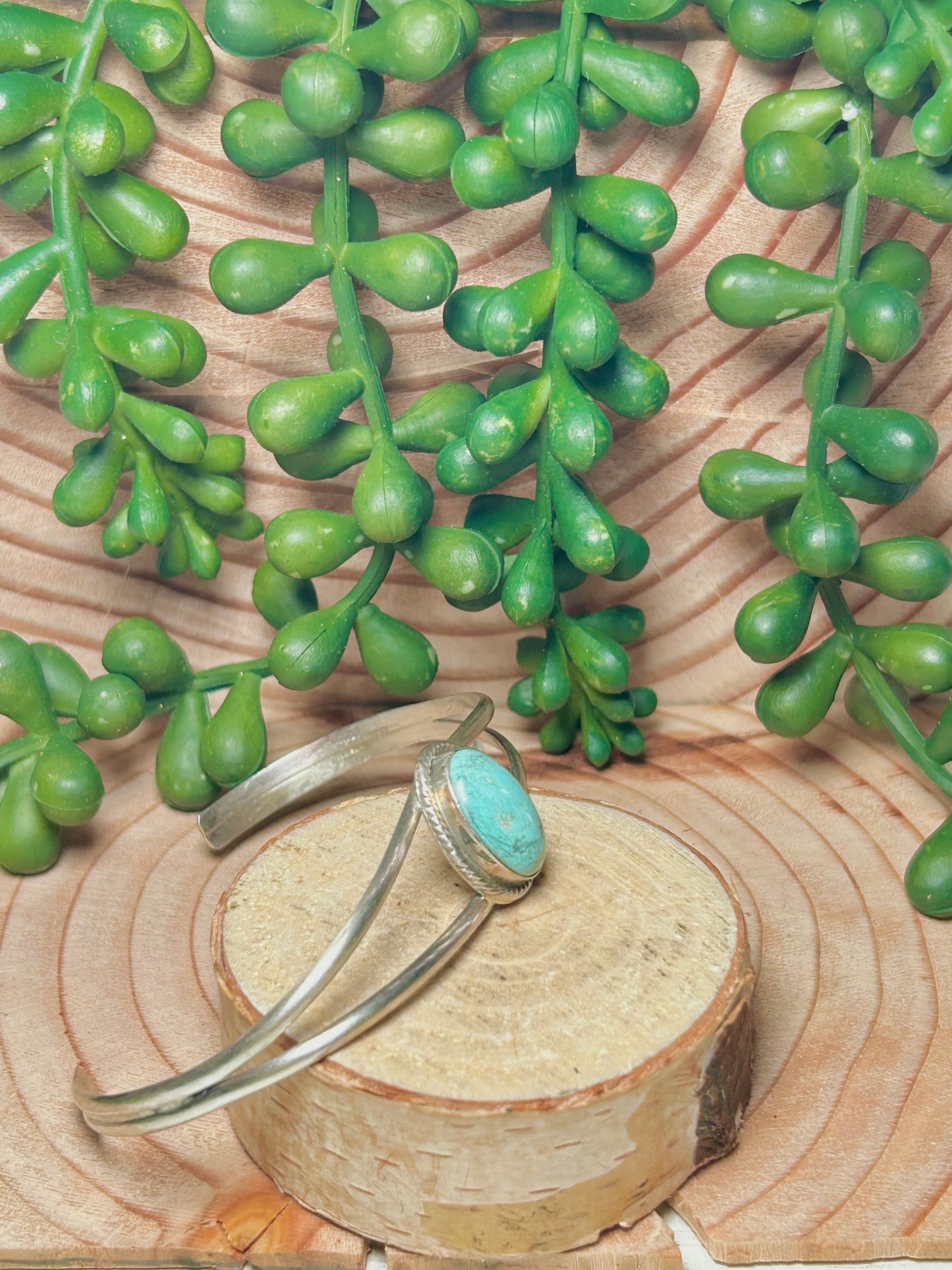 Navajo Made Kingman Turquoise & Sterling Silver Cuff Bracelet