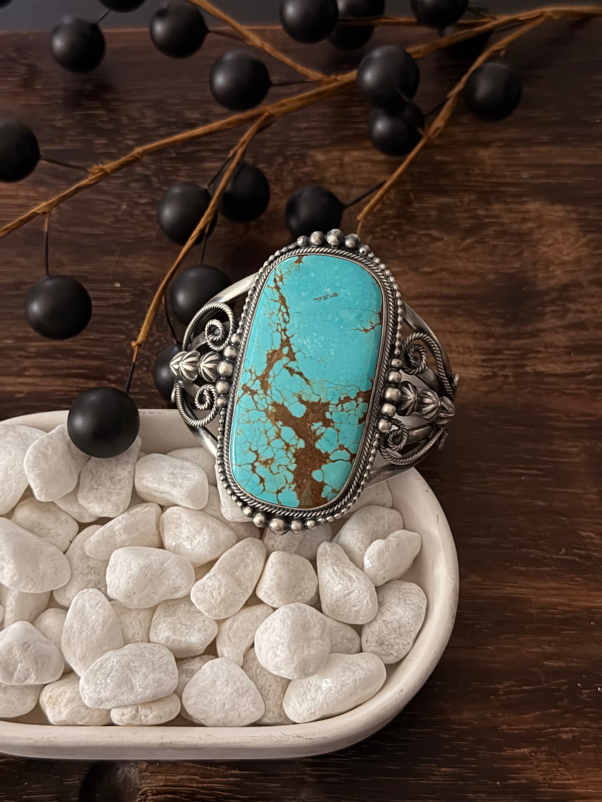 Bobby Johnson Mine 8 Turquoise & Sterling Silver Cuff Bracelet
