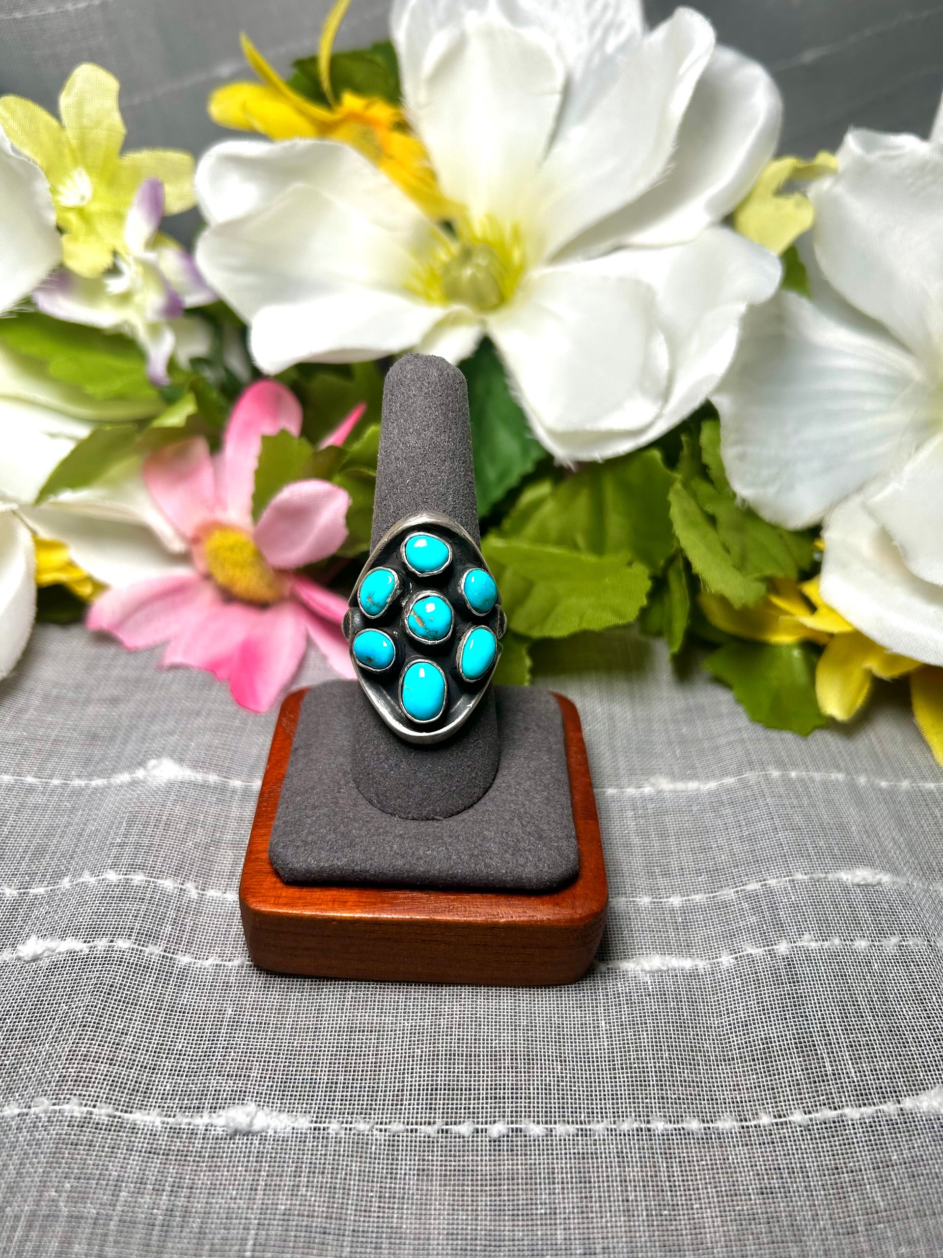 Emer Thompson Kingman Turquoise & Sterling Silver Ring Size 9.25