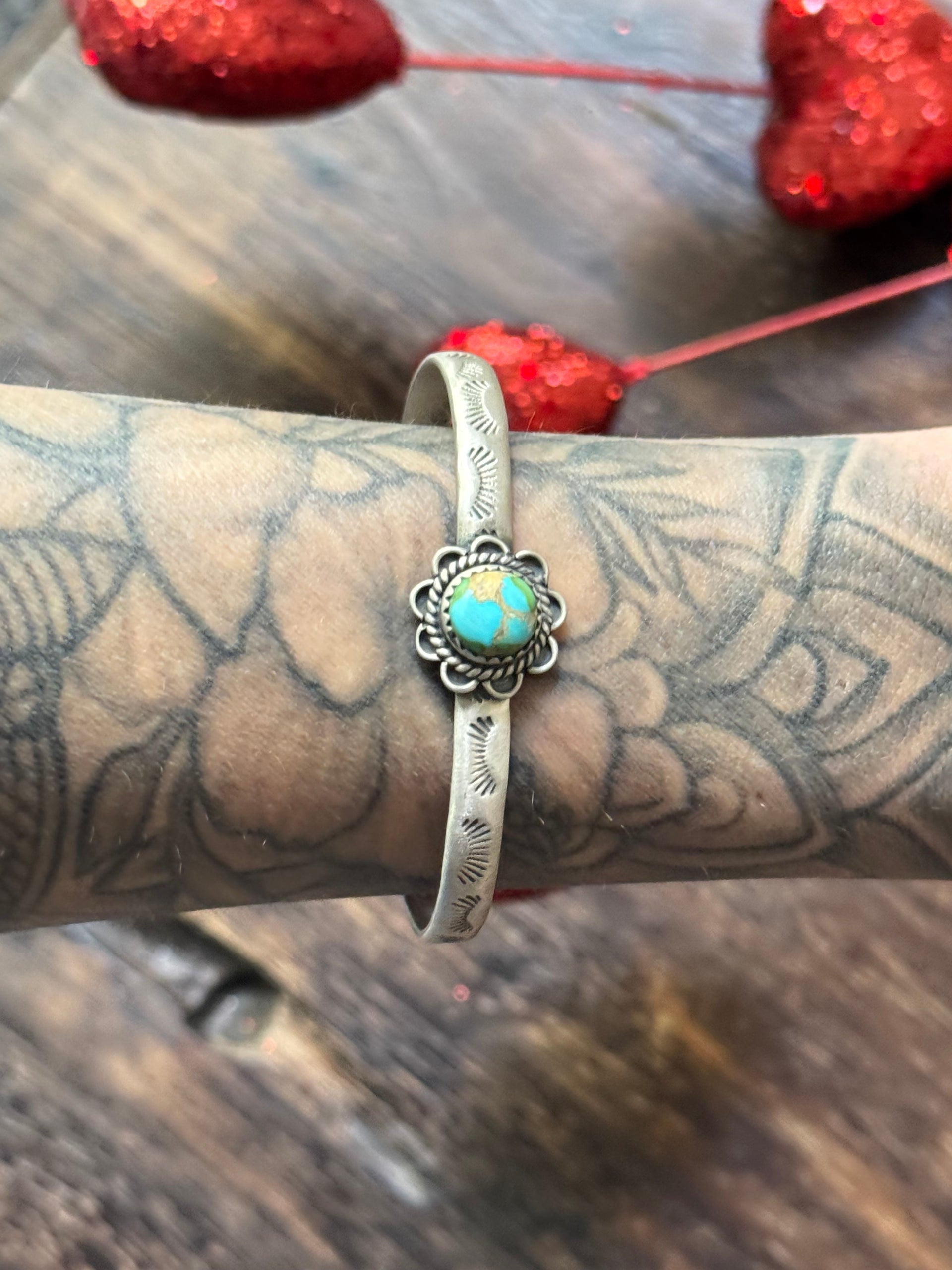 Southwest Sonoran Mountain Turquoise & Sterling Silver Cuff Bracelet