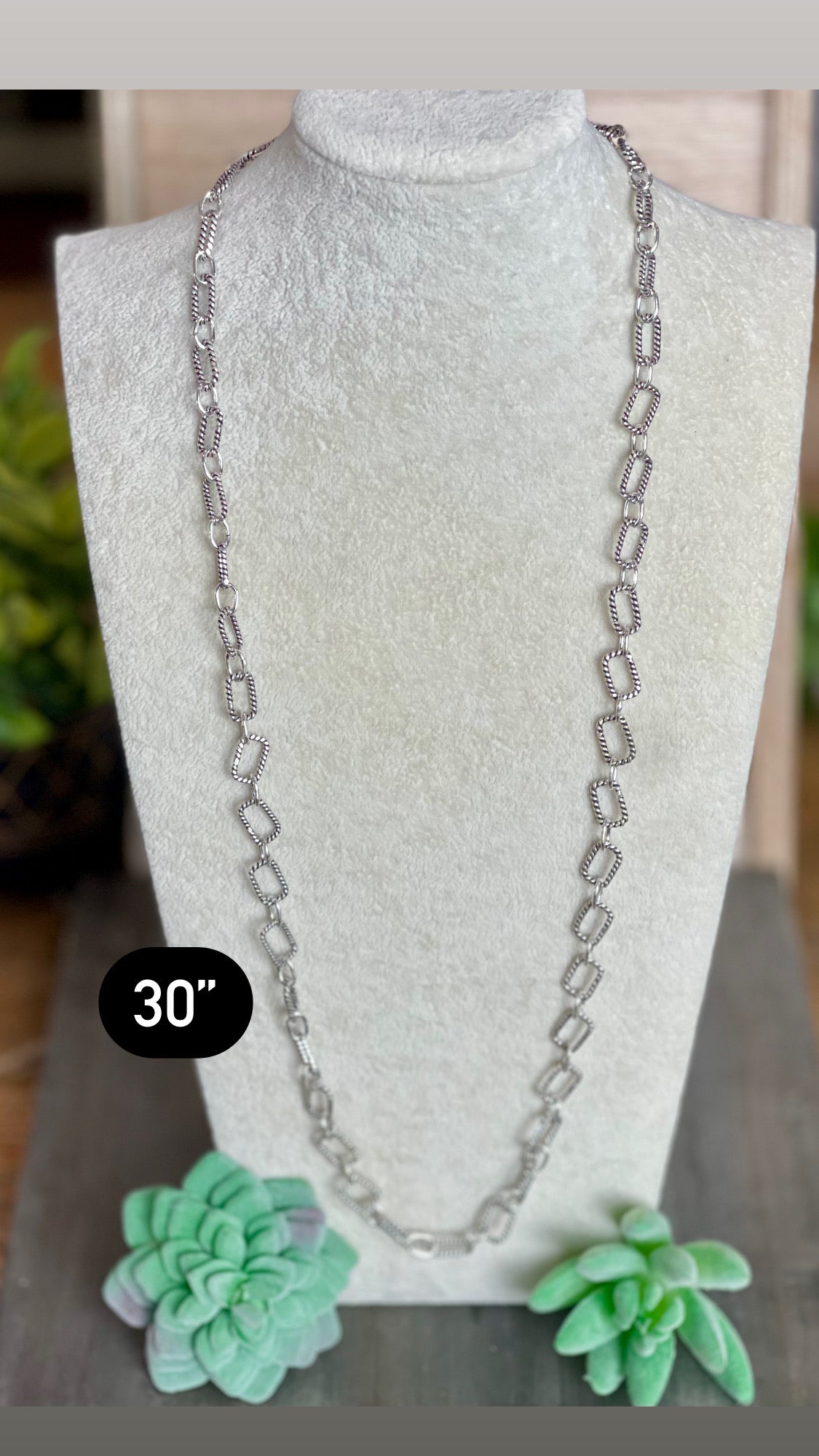 Southwest Handmade Sterling Silver 30 Inch Chain Necklace