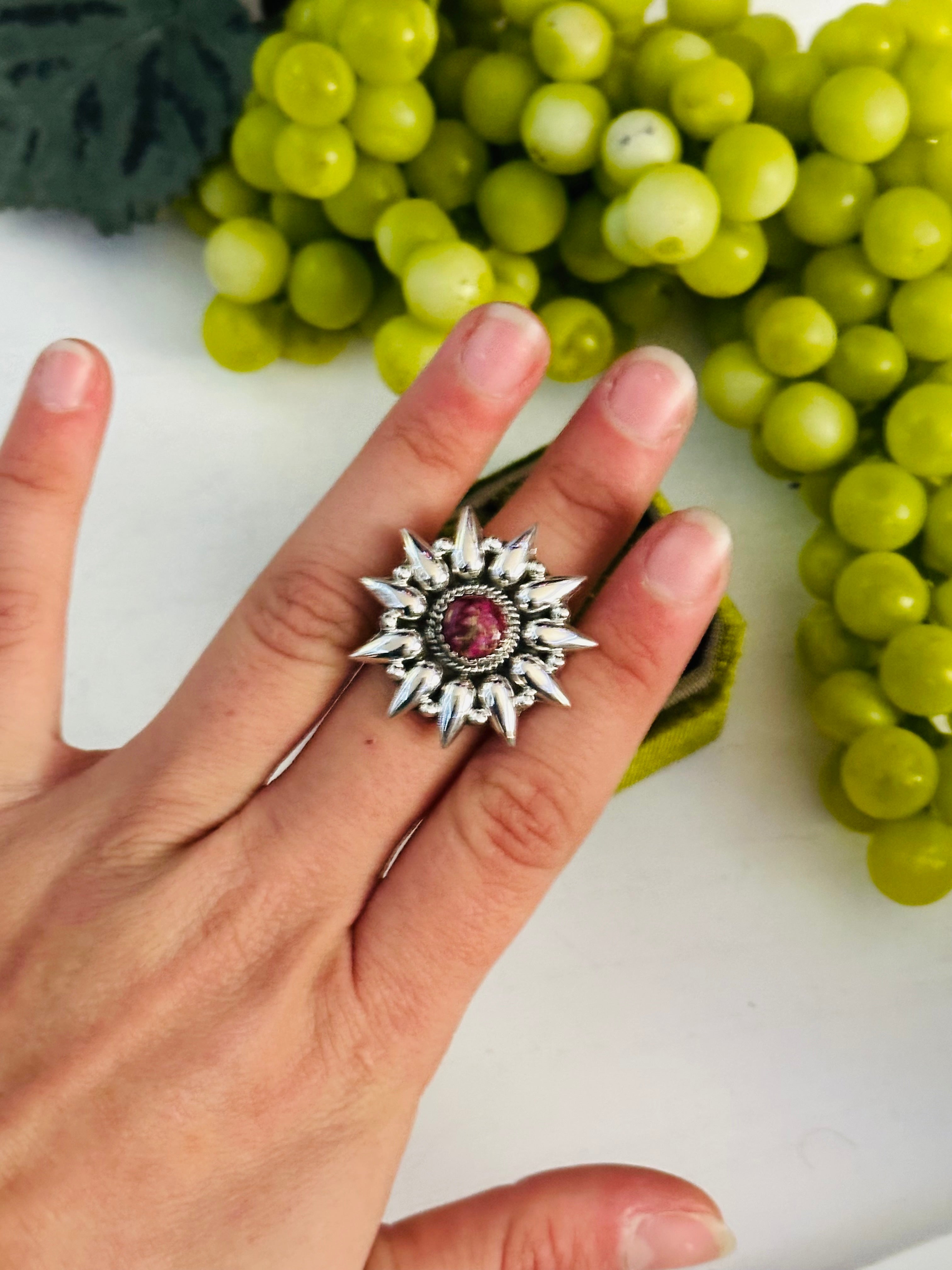 Southwest Handmade Mohave Turquosie & Sterling Silver Adjustable Ring