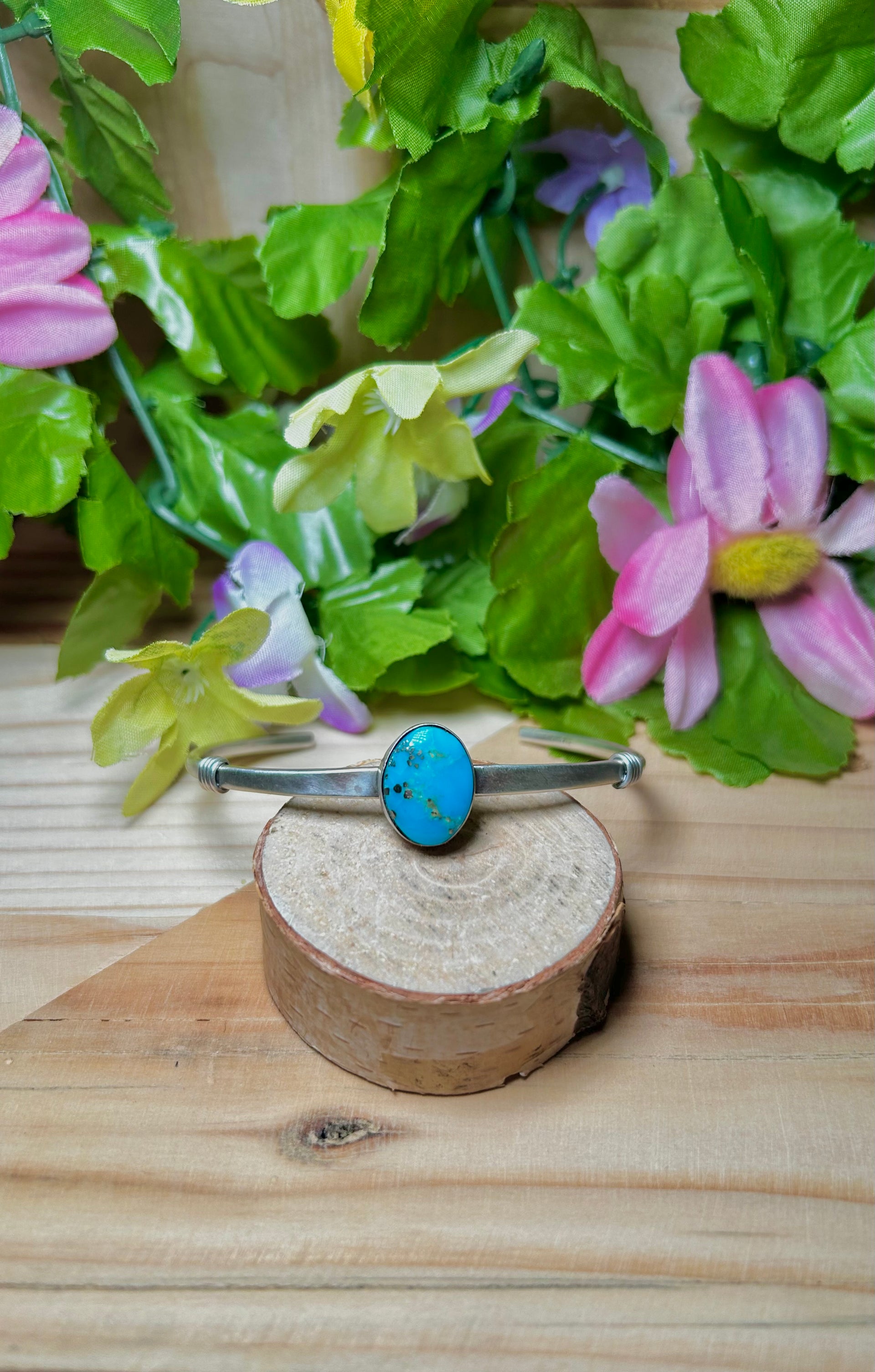 Navajo Made Kingman Turquoise & Sterling Silver Cuff Bracelet