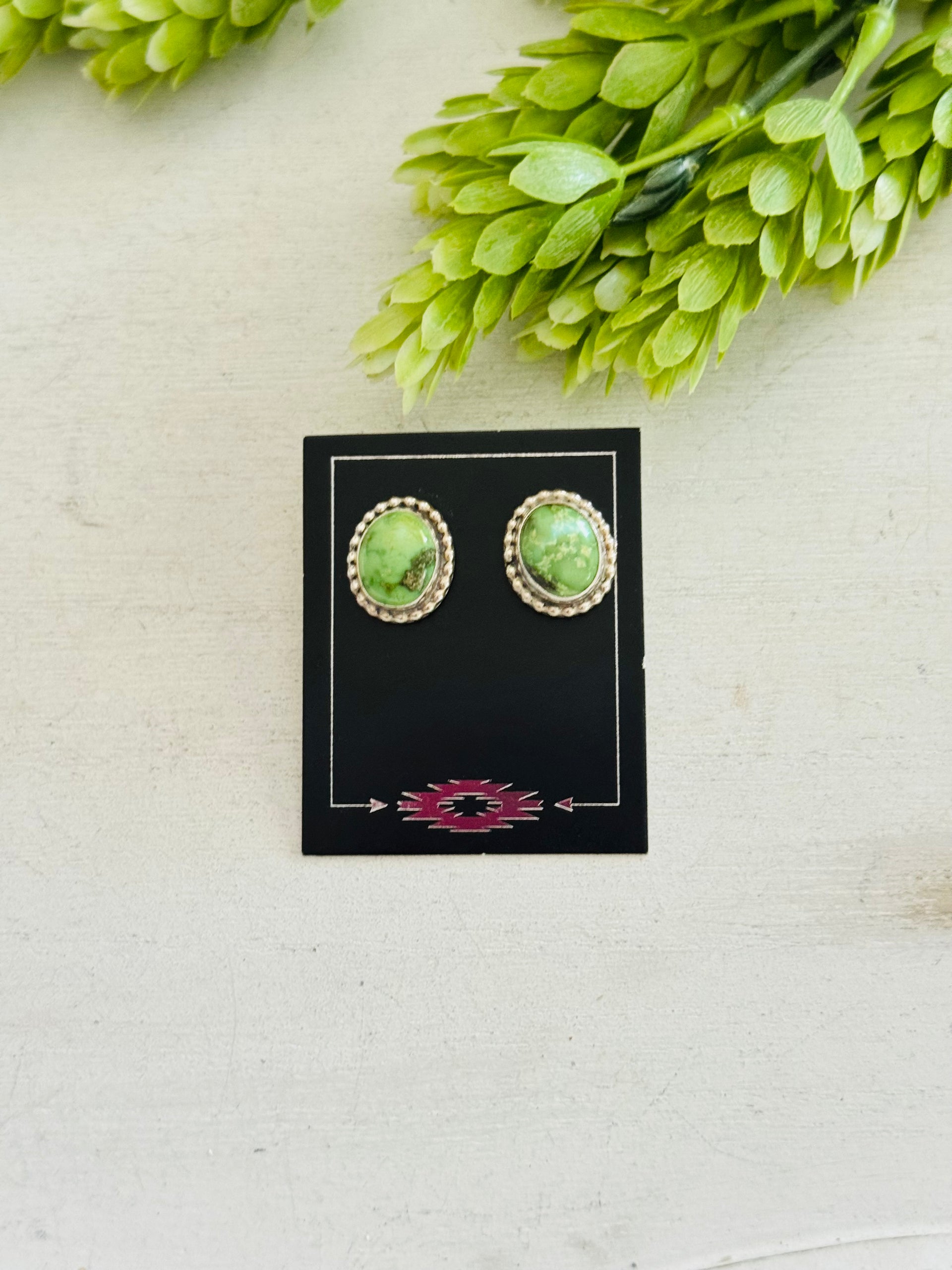Navajo Made Sonoran Mountain Turquoise & Sterling Silver Post Earrings