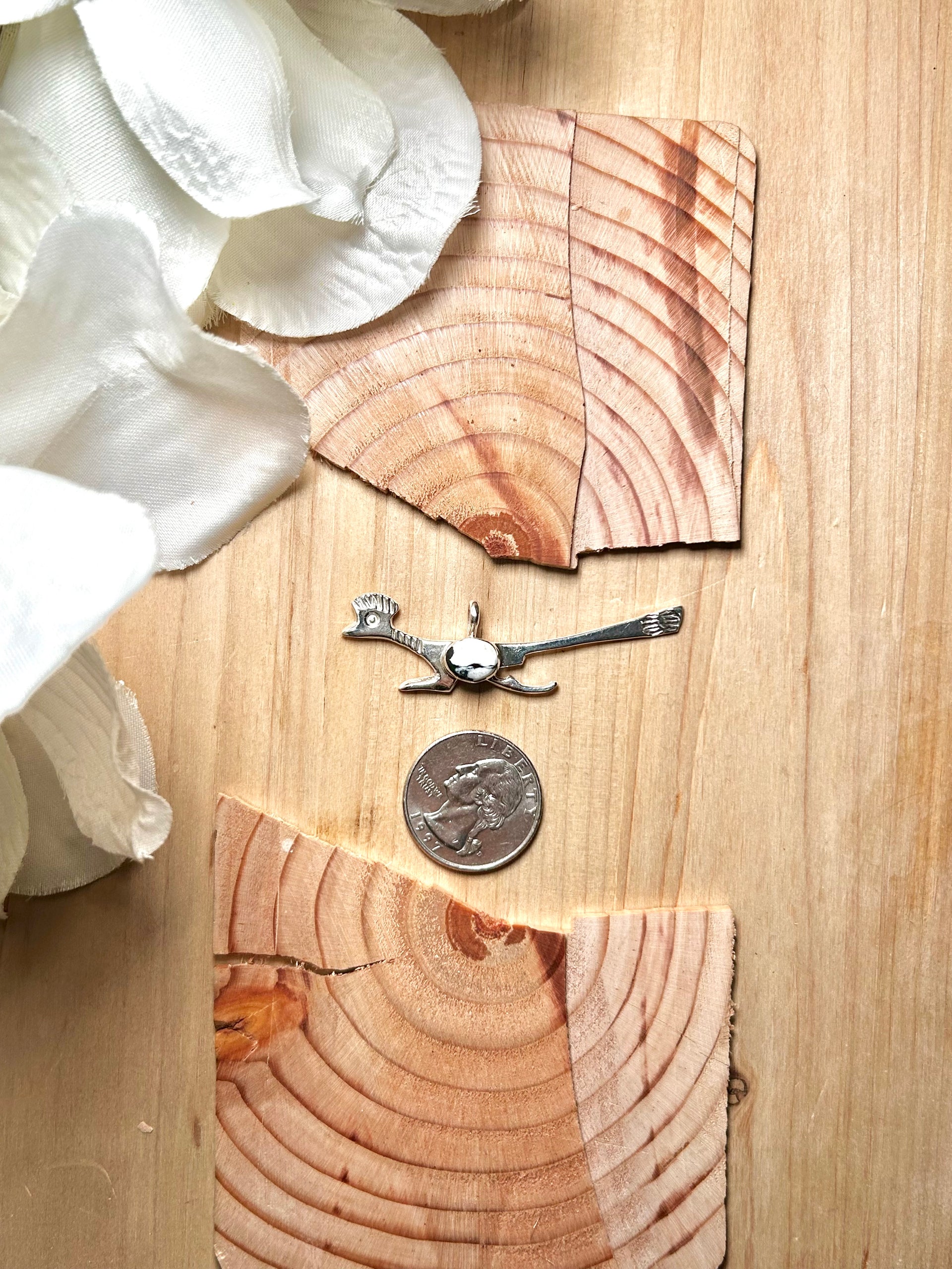 Navajo Made White Buffalo & Sterling Silver Pendant