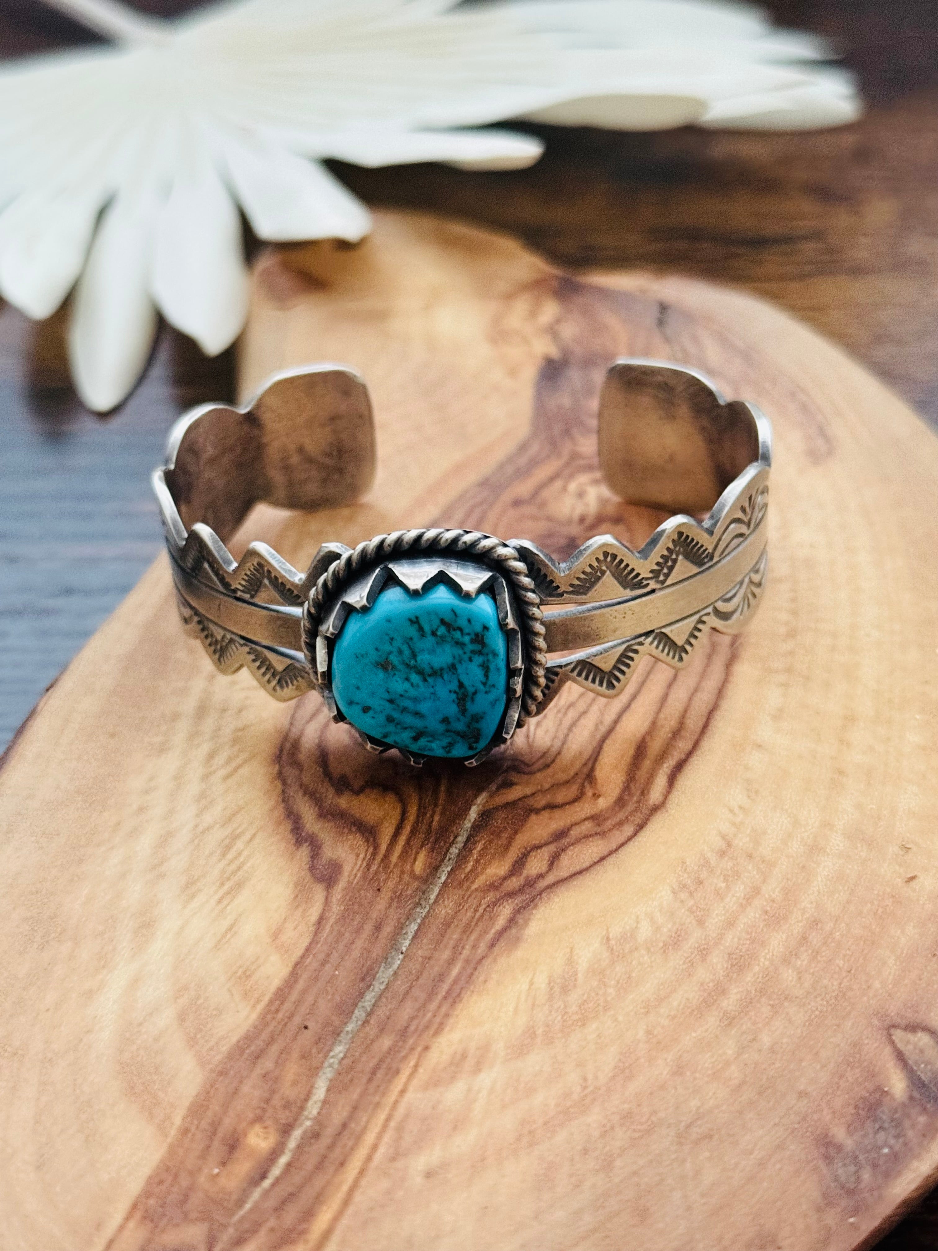 Eugene Belone Kingman Nugget Turquoise & Sterling Silver Cuff Bracelet