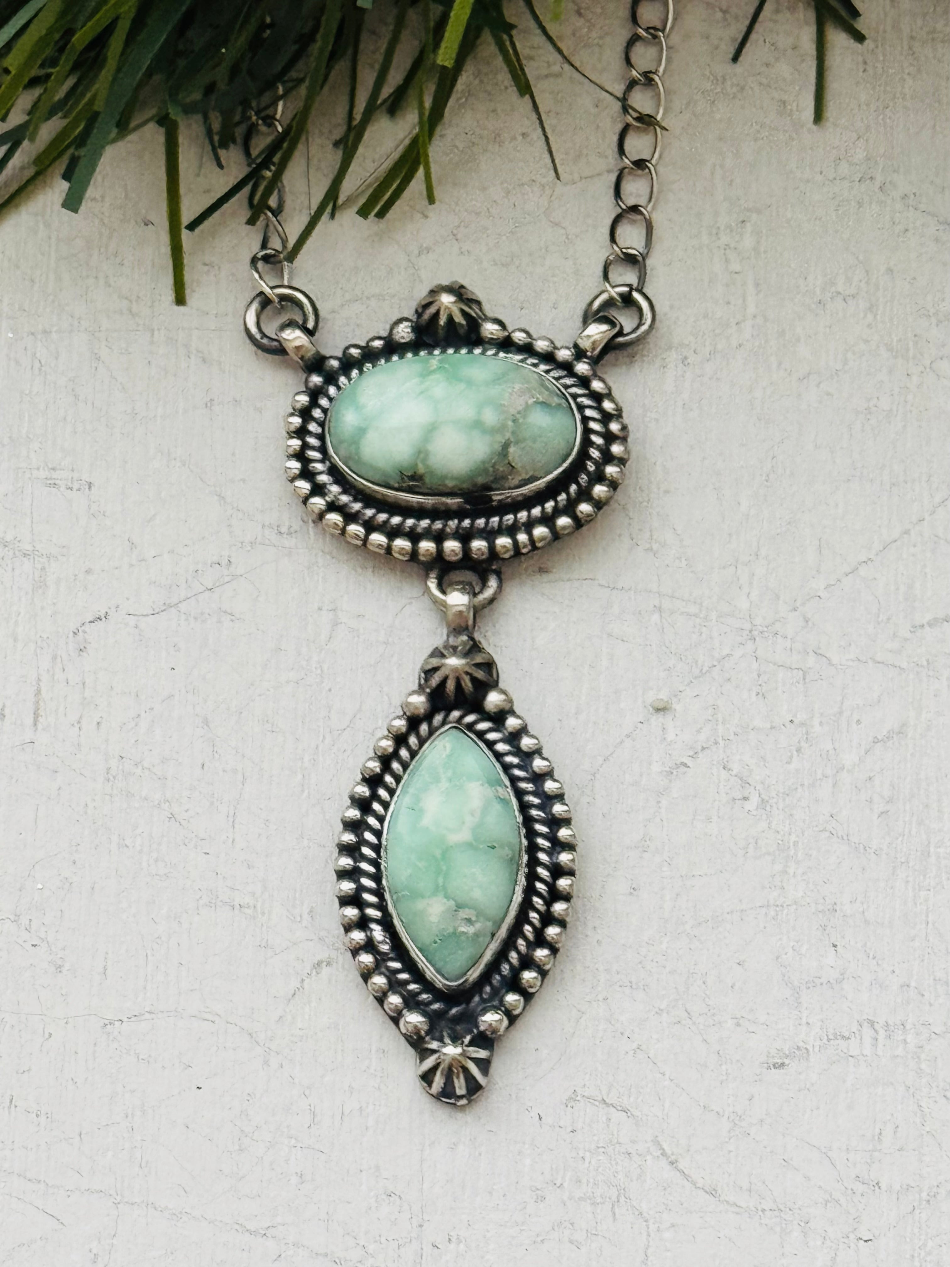 Southwest Handmade Paloma Variscite & Sterling Silver Necklace