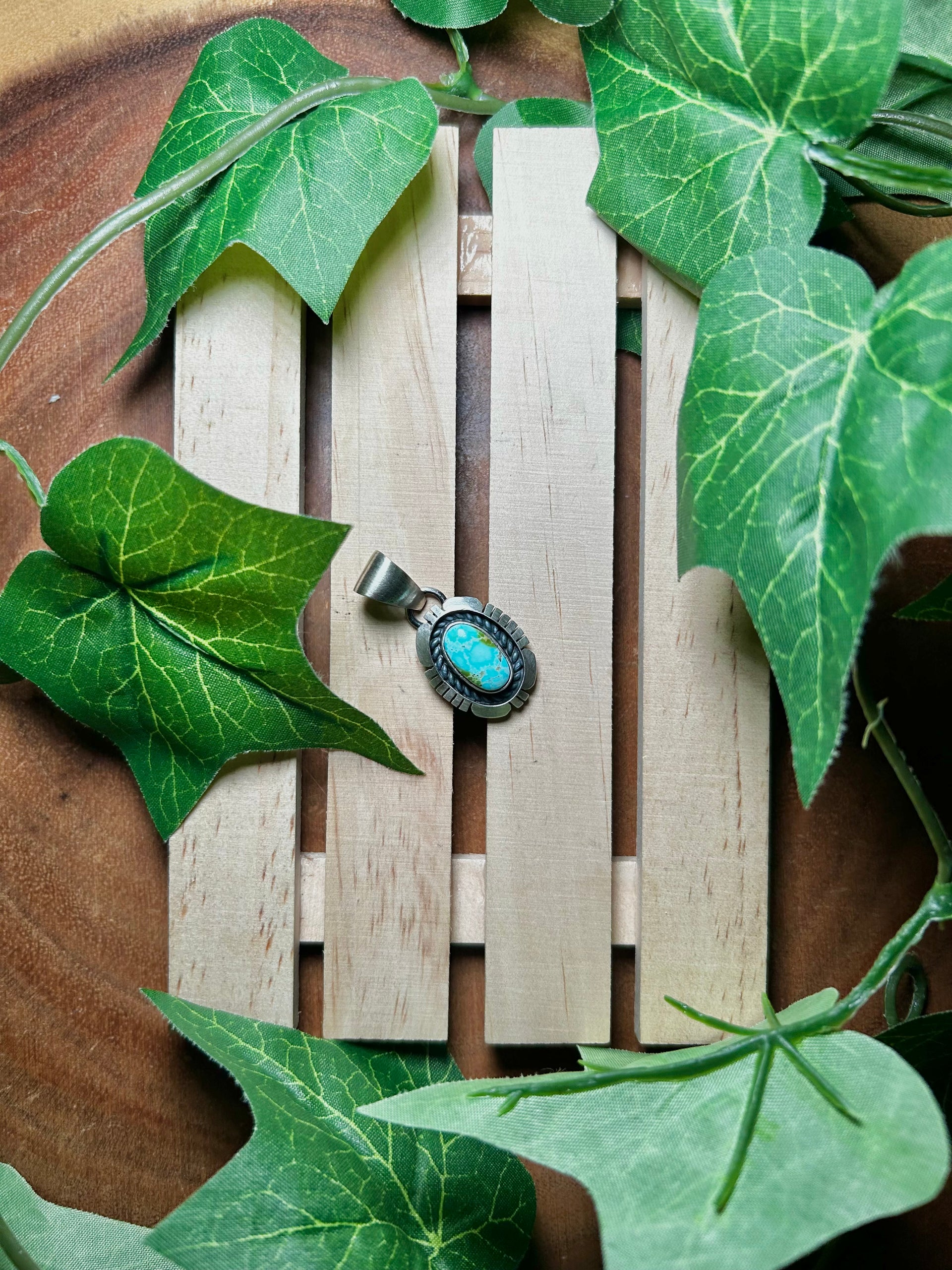 Navajo Made Sonoran Mountain Turquoise & Sterling Silver Pendant