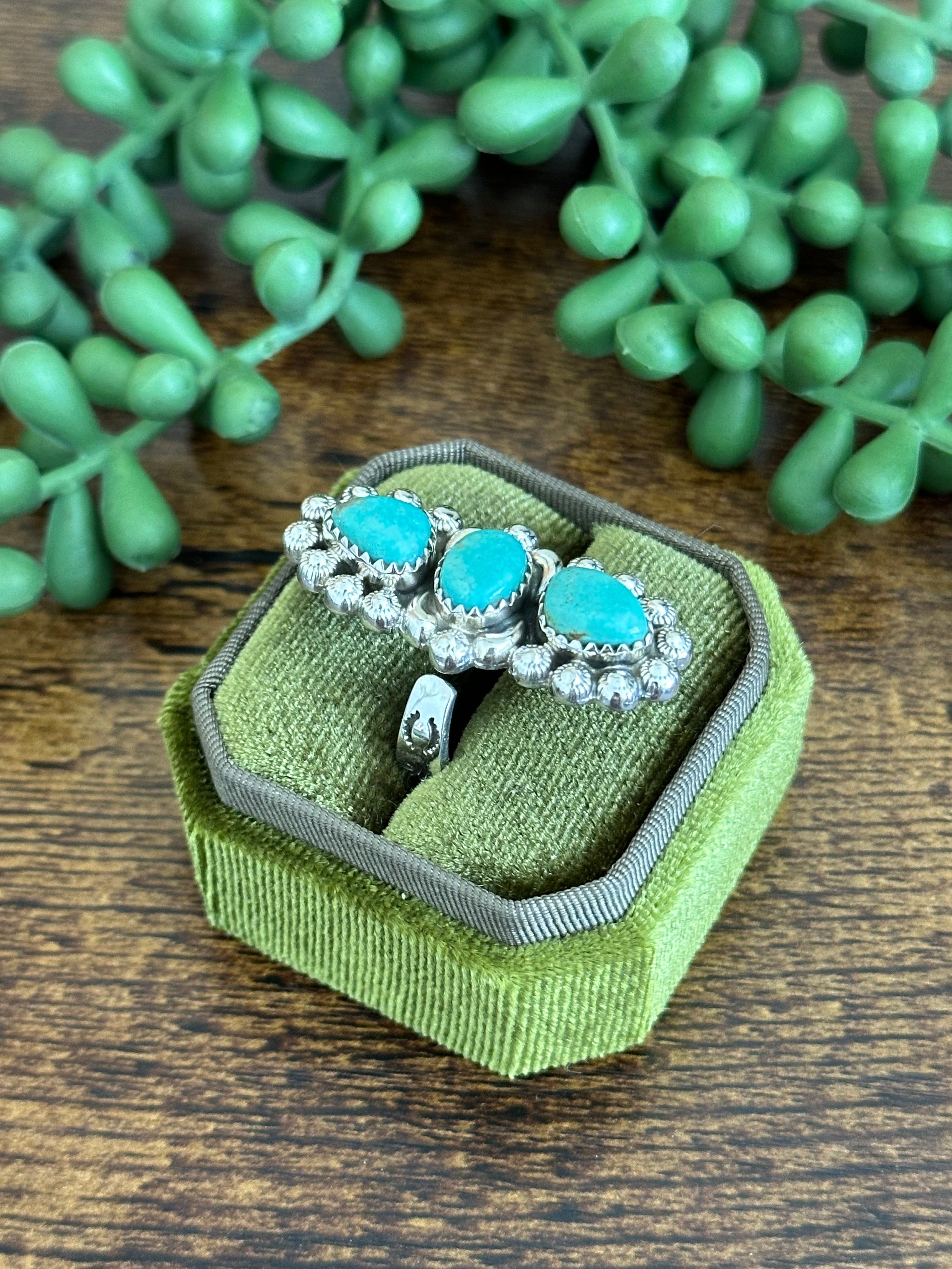 Southwest Handmade Kingman Turquoise & Sterling Silver Adjustable Ring