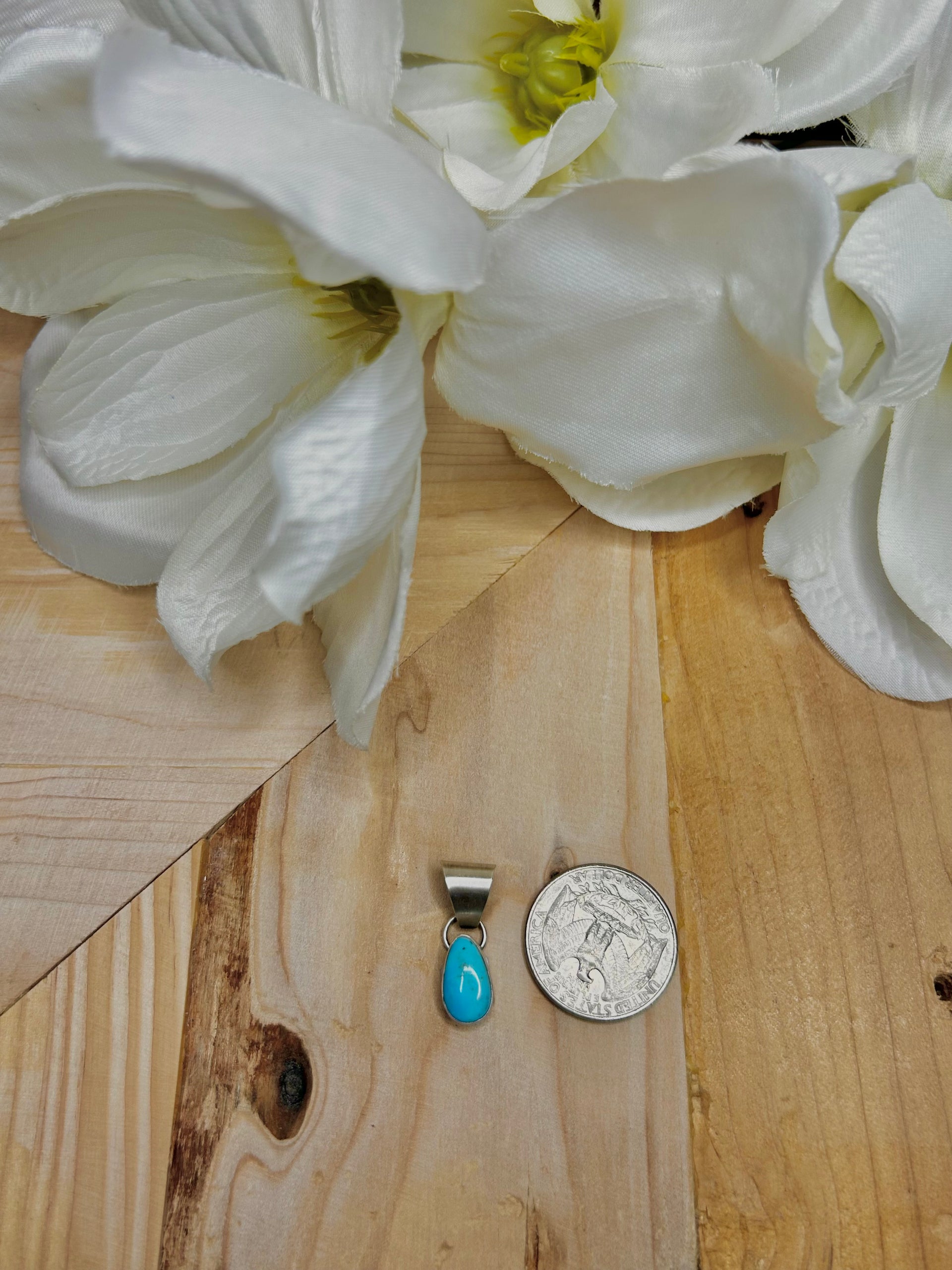 Navajo Made Kingman Turquoise & Sterling Silver Pendant