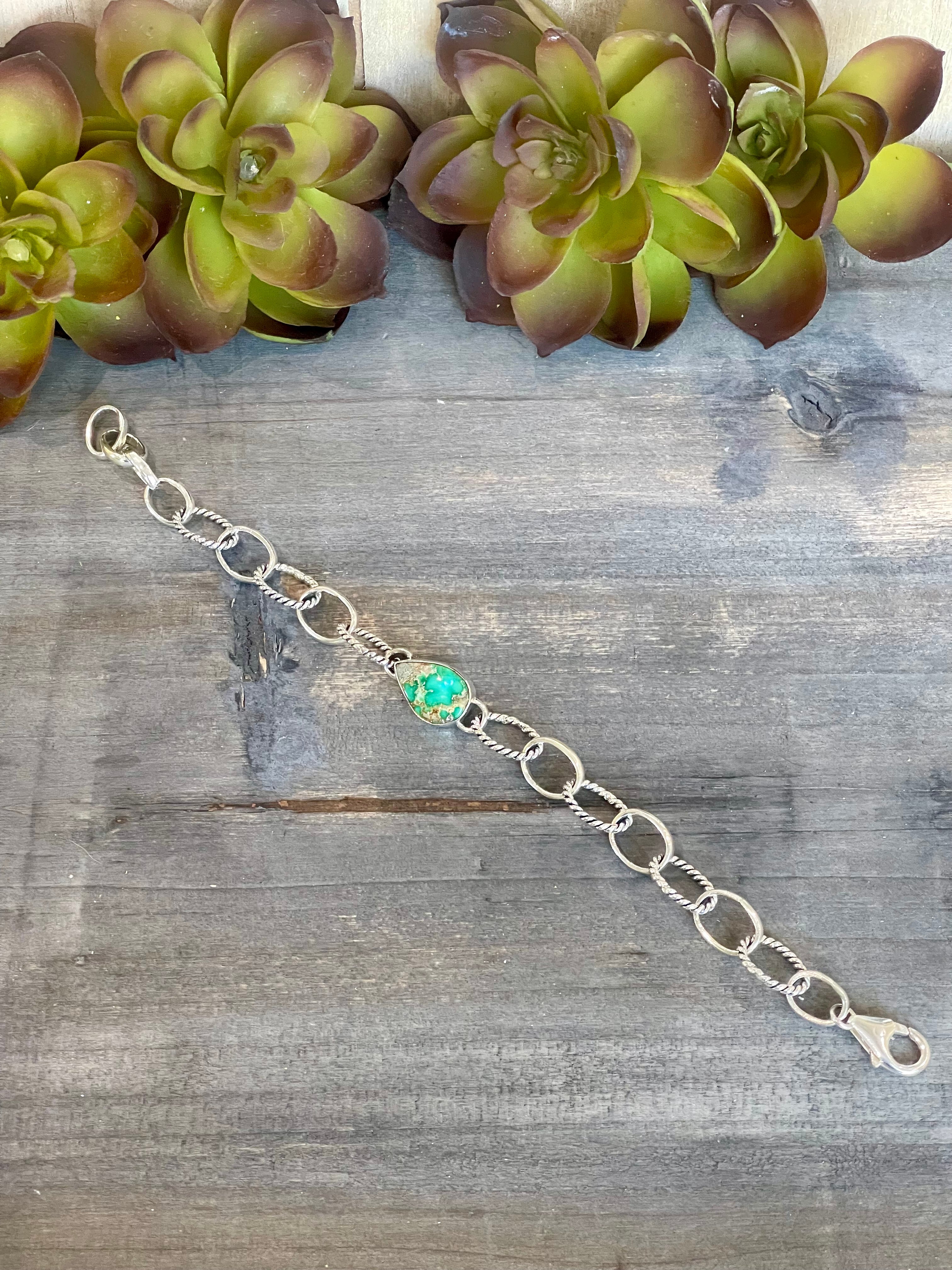 Southwest Handmade Sonoran Mountain Turquoise & Sterling Silver Bracelet