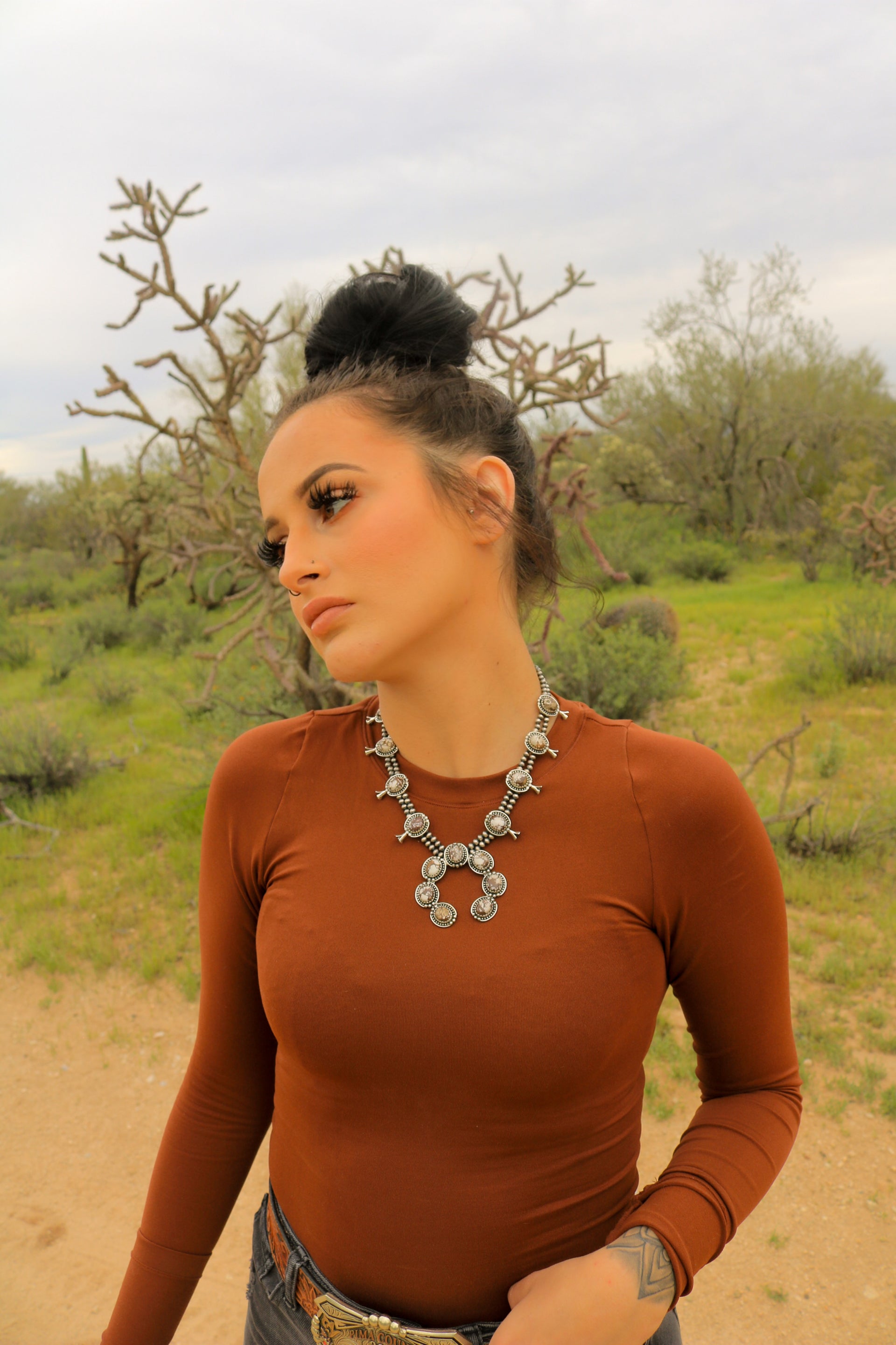 Southwest Handmade Wild Horse & Sterling Silver Squash Blossom