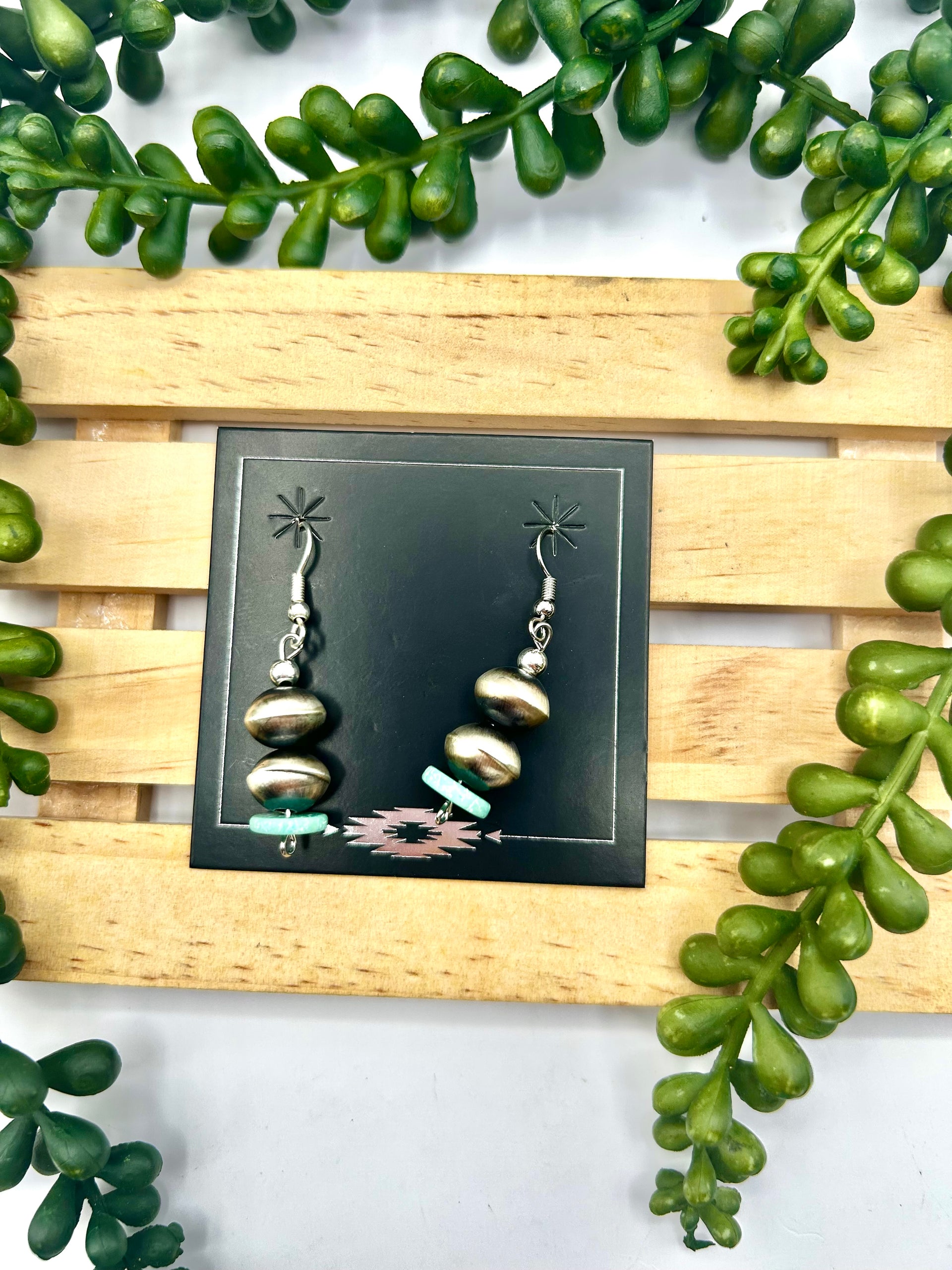 Kaylynn Nakaie Handmade Kingman Turquoise & Sterling Silver Hook Earrings