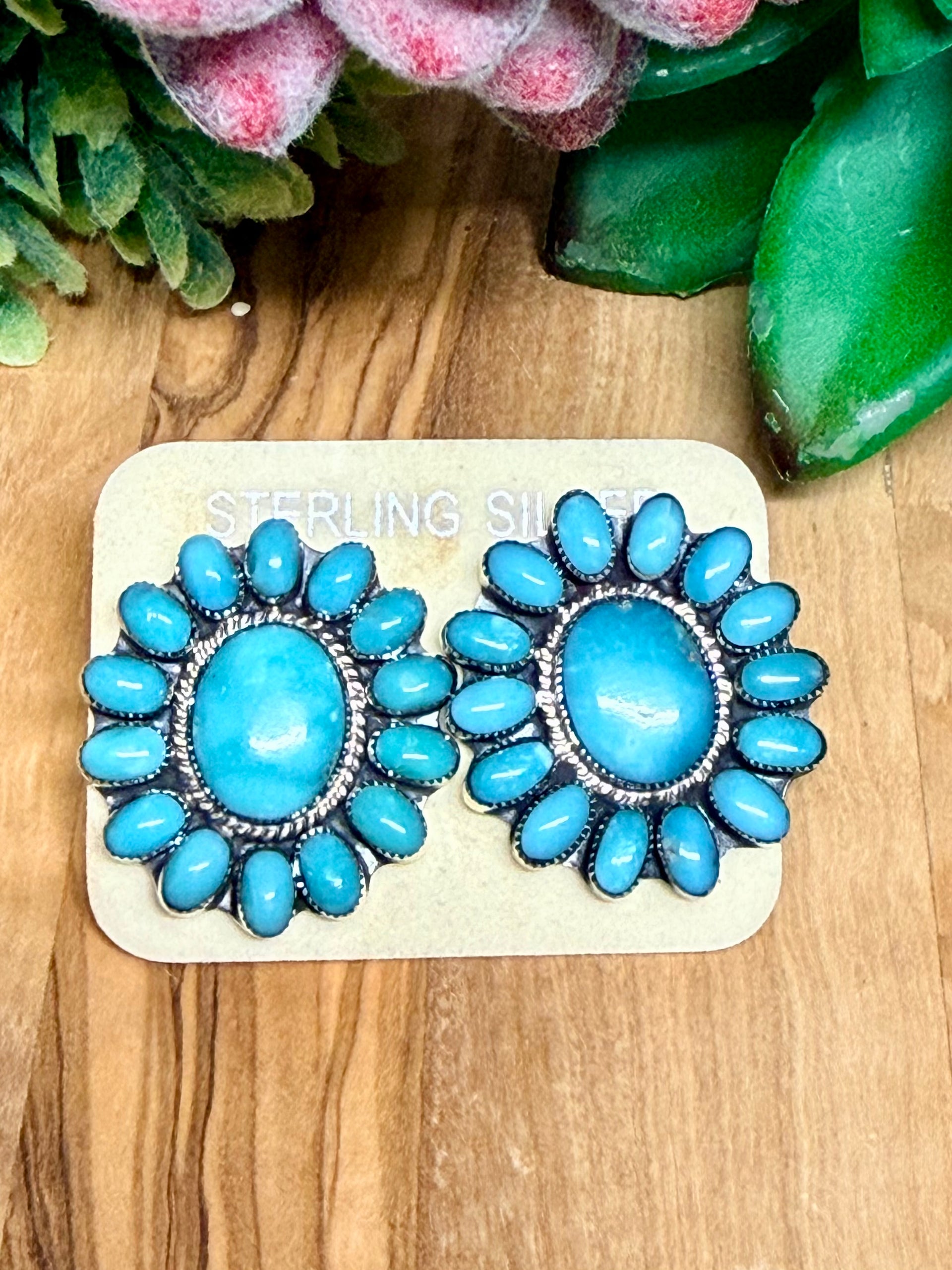 Southwest Handmade Turquoise & Sterling Silver Earrings