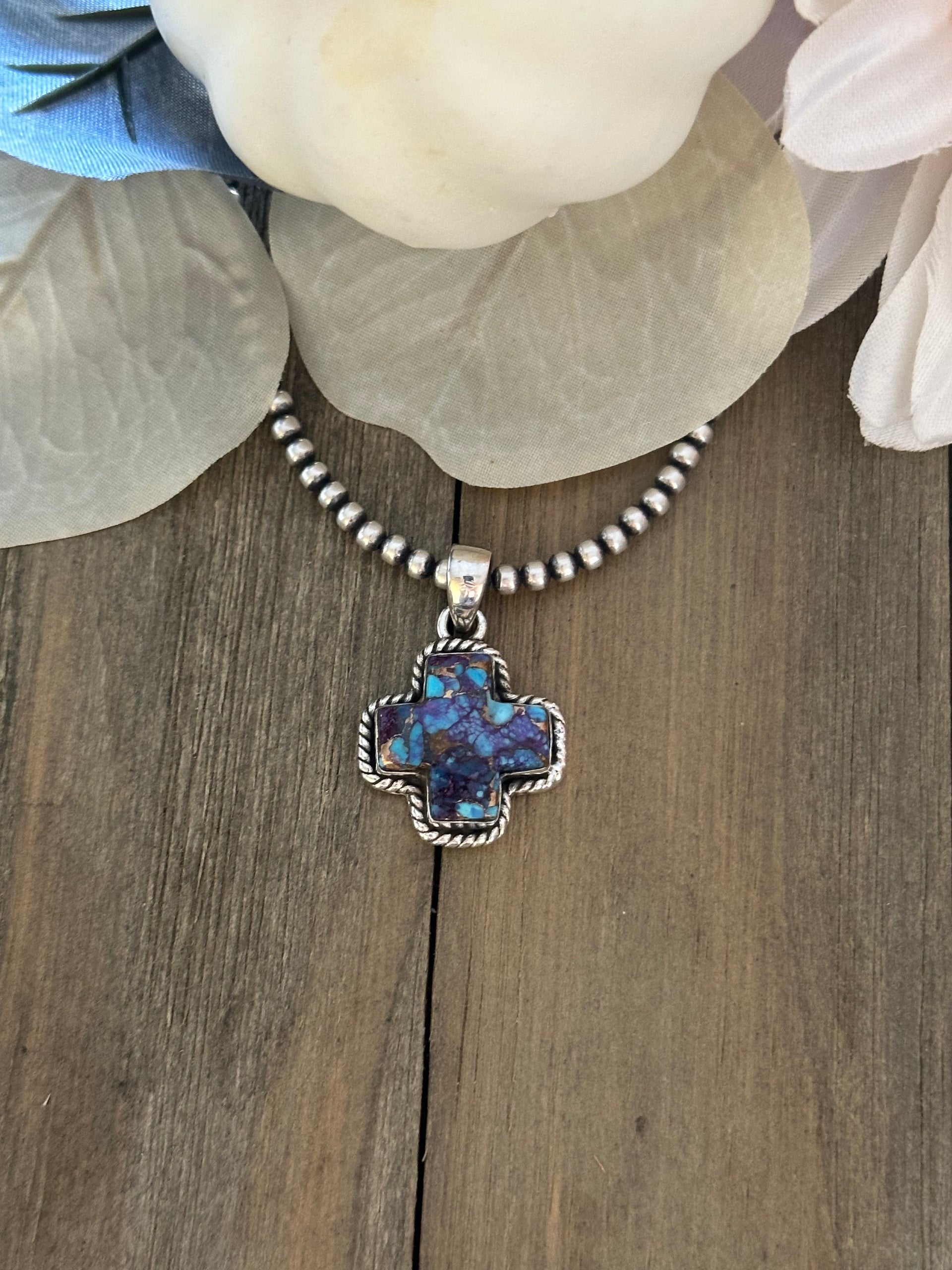 Southwest Handmade Mohave Turquoise & Sterling Silver Pendant