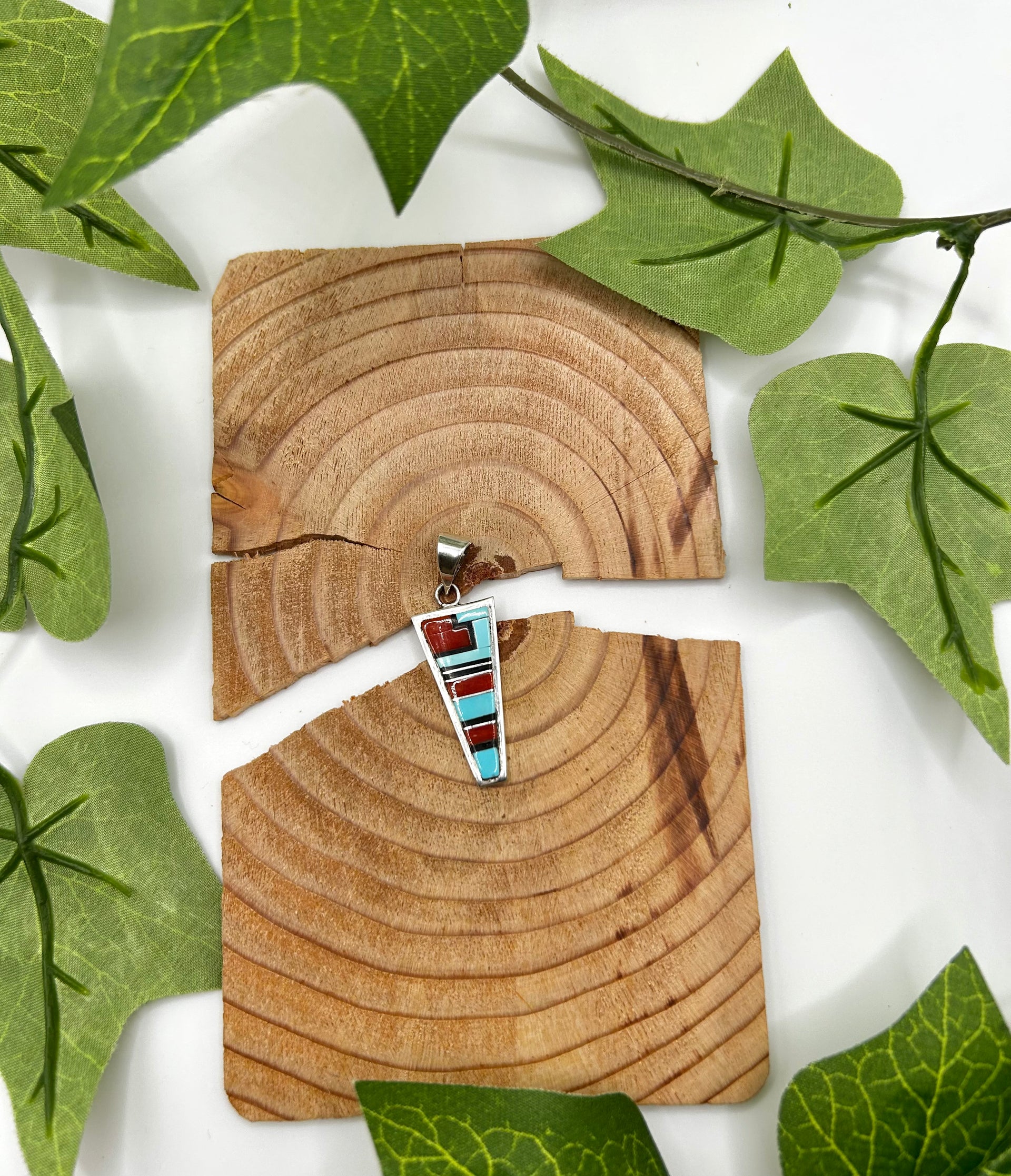 Zuni Made Multi Stone & Sterling Silver Pendant
