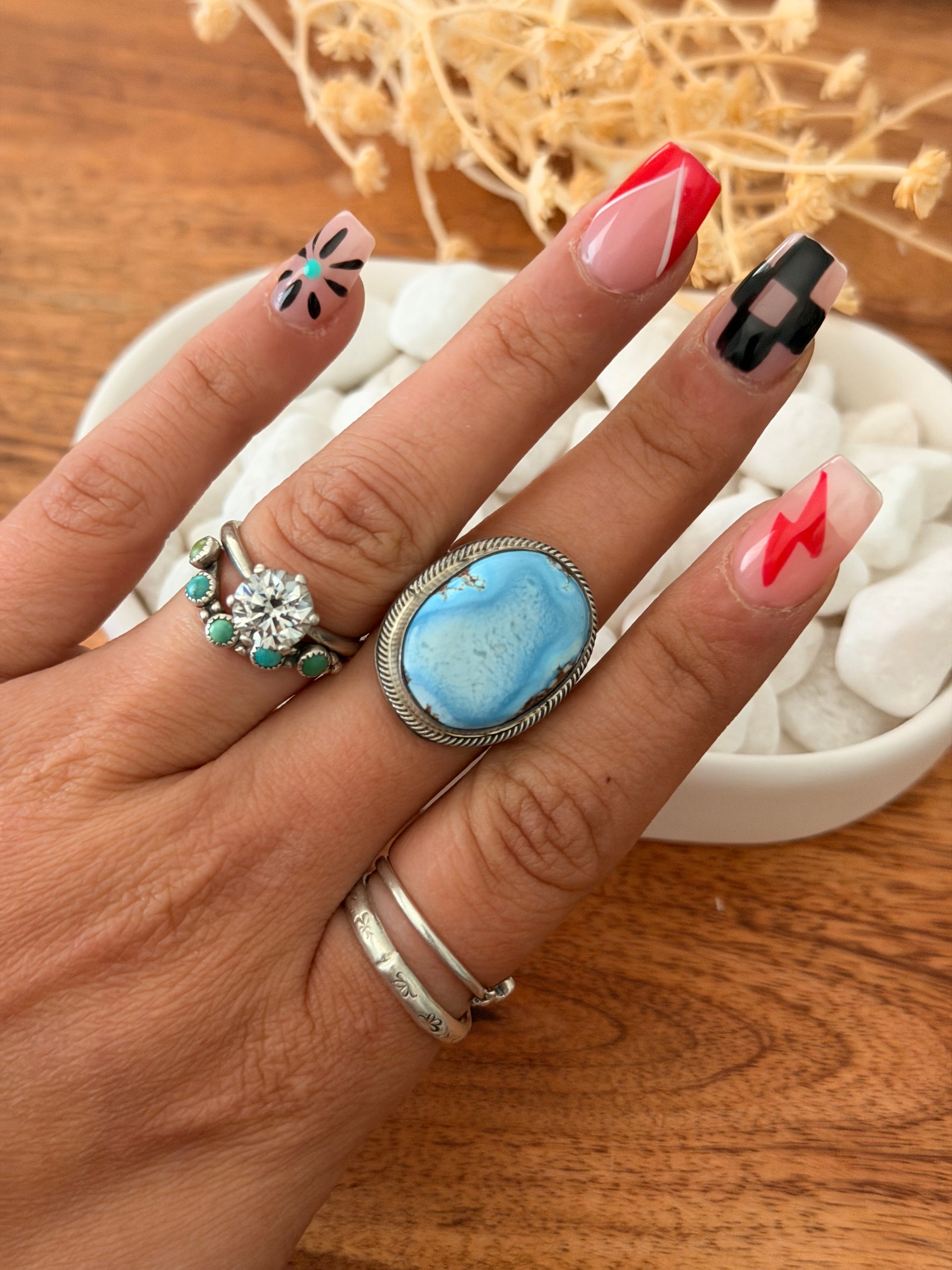 Antionette Martinez Golden Hills Turquoise & Sterling Silver Adjustable Ring