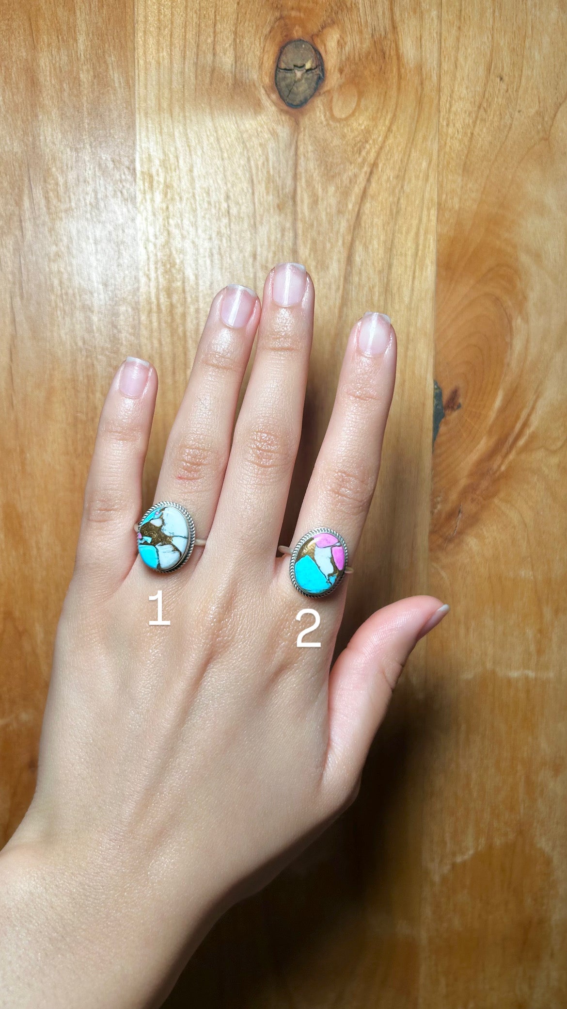 Navajo Made Cotton Candy Dahlia & Sterling Silver Ring