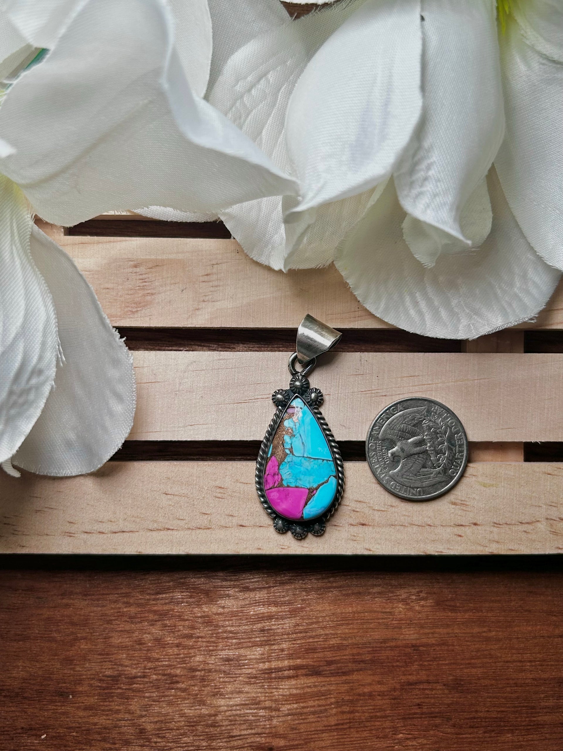 Zachariah David Cotton Candy Dahlia & Sterling Silver Pendant