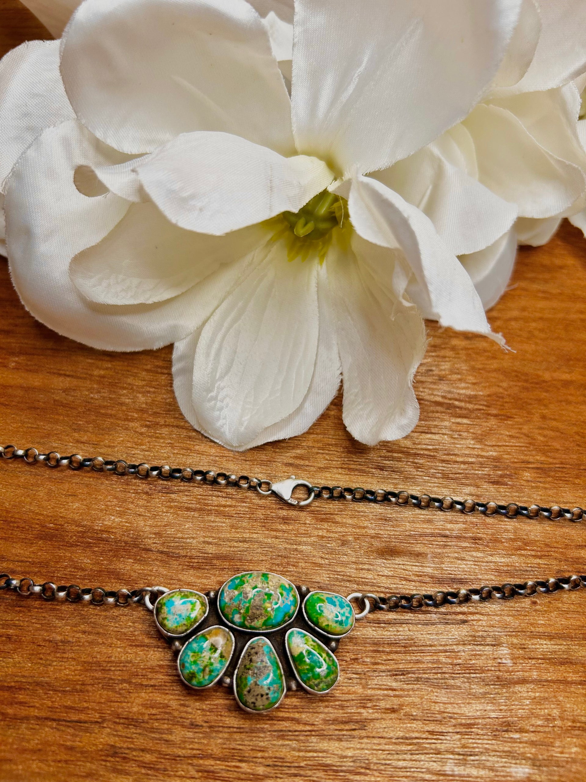Russell Sam Made Sonoran Mountain Turquoise & Sterling Silver Necklace
