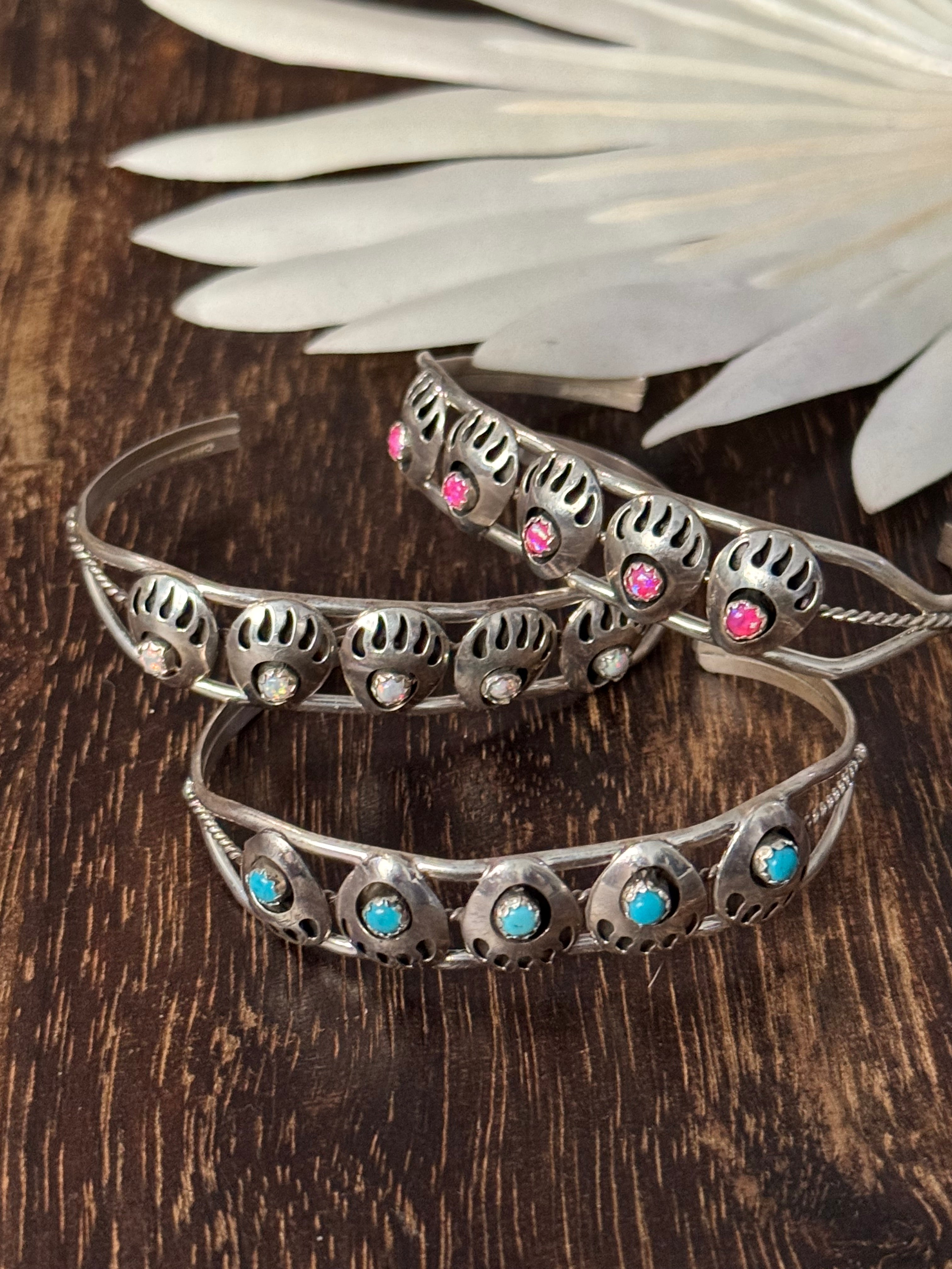 Navajo Made Sterling Silver Bear Claw Cuff Bracelet