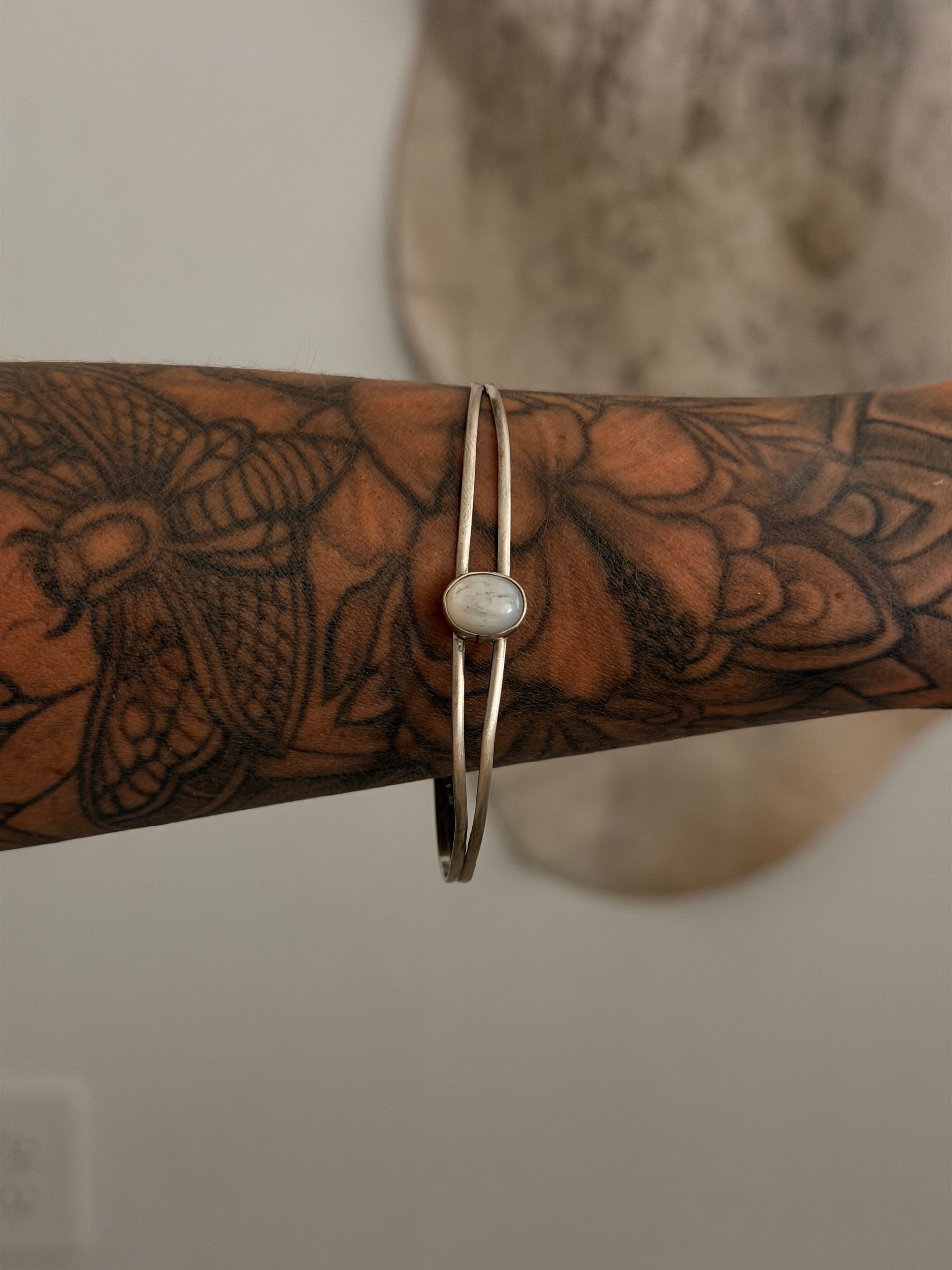 Navajo Made Moonstone & Sterling Silver Cuff Bracelet