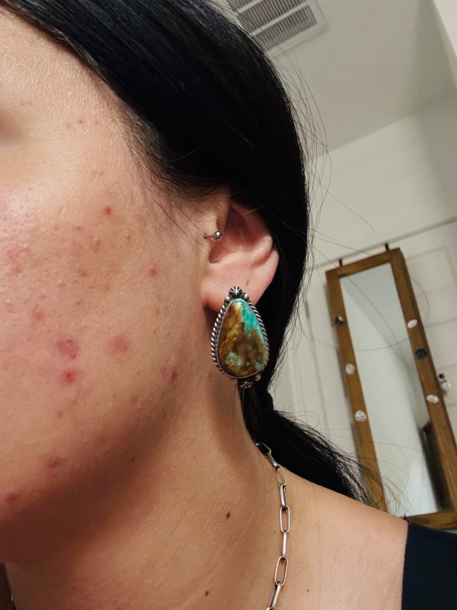 Elouise Kee Royston Turquoise & Sterling Silver Post Earring