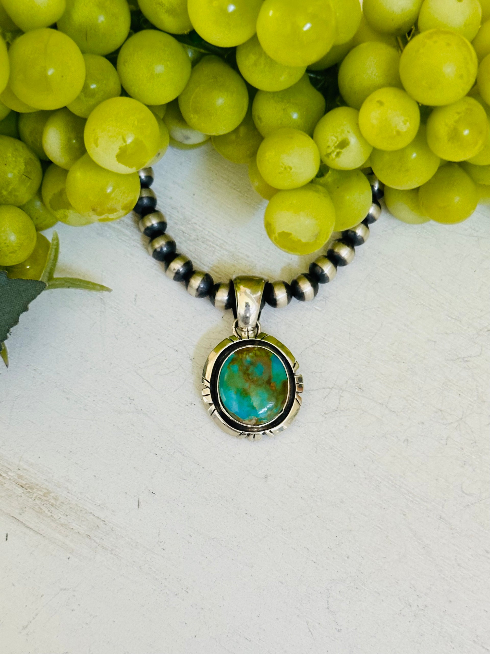 Navajo Made Royston Turquoise & Sterling Silver Pendant