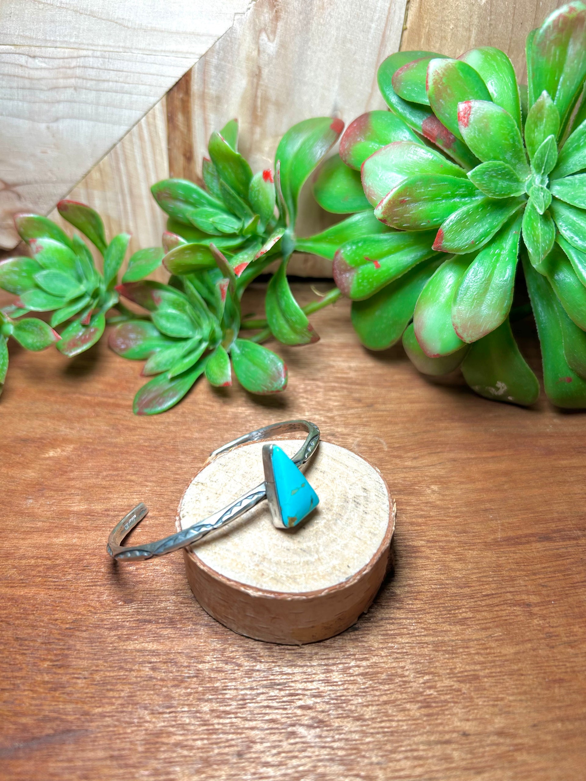 Navajo Made Kingman Turquoise & Sterling Silver Cuff Bracelet