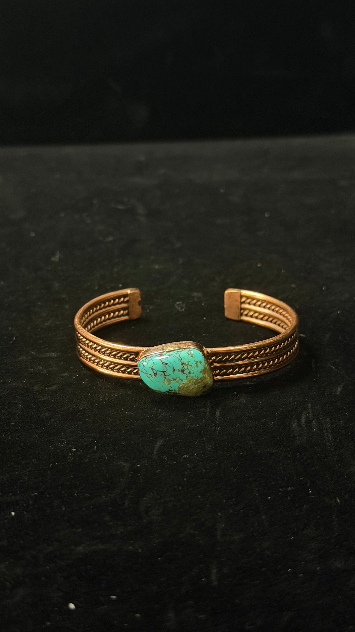 Navajo Made Kingman Turquoise & Copper Cuff Bracelet