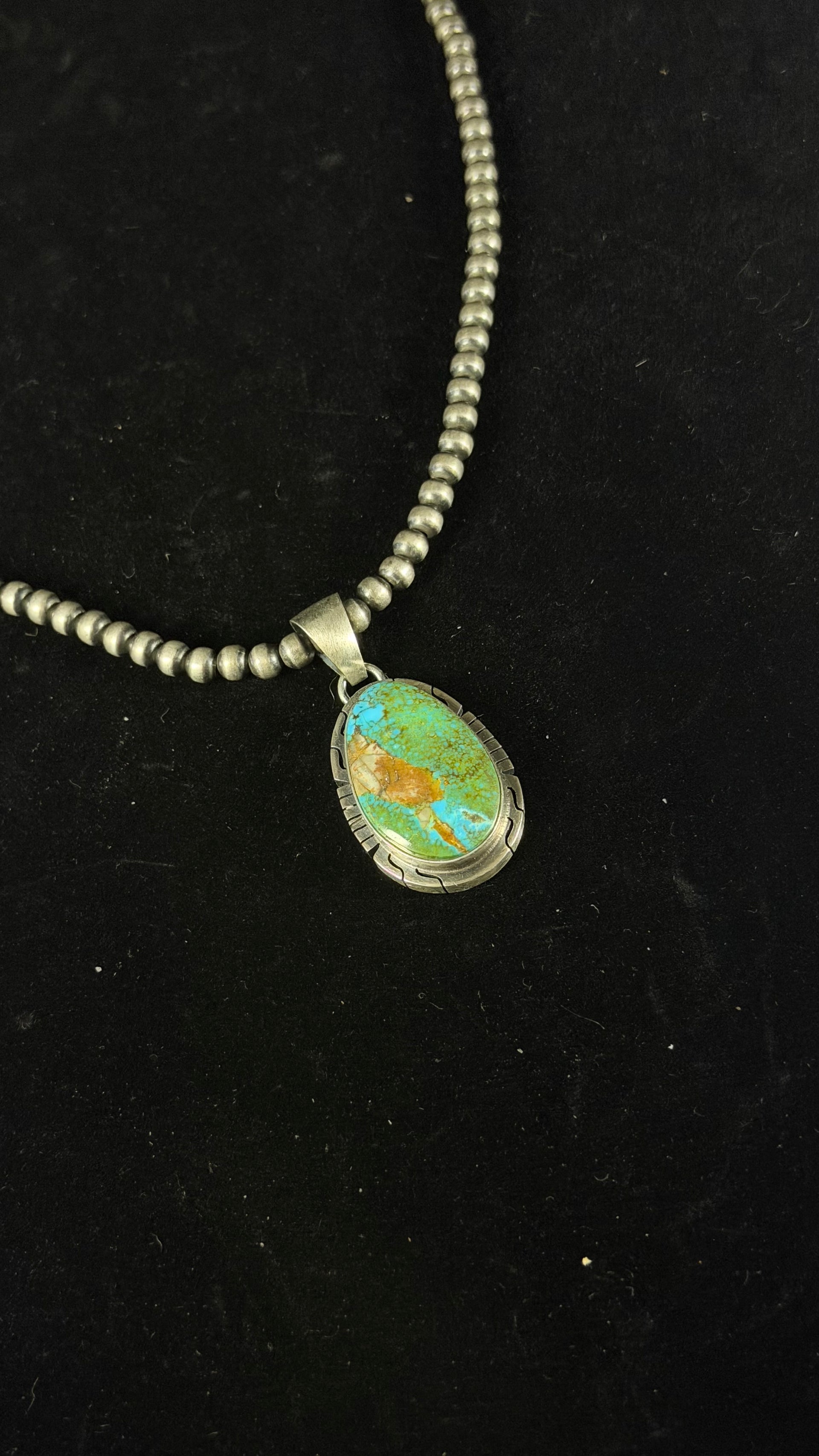 Dave Skeets High Grade Kingman Turquoise & Sterling Silver Pendant