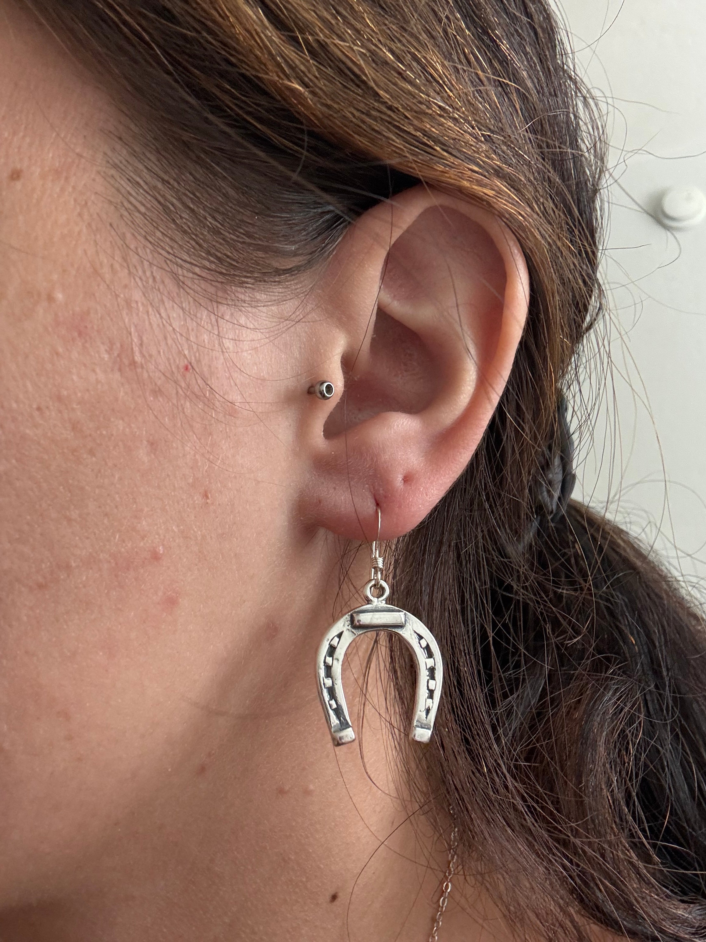 Navajo Made Sterling Silver Cast Dangle Earrings