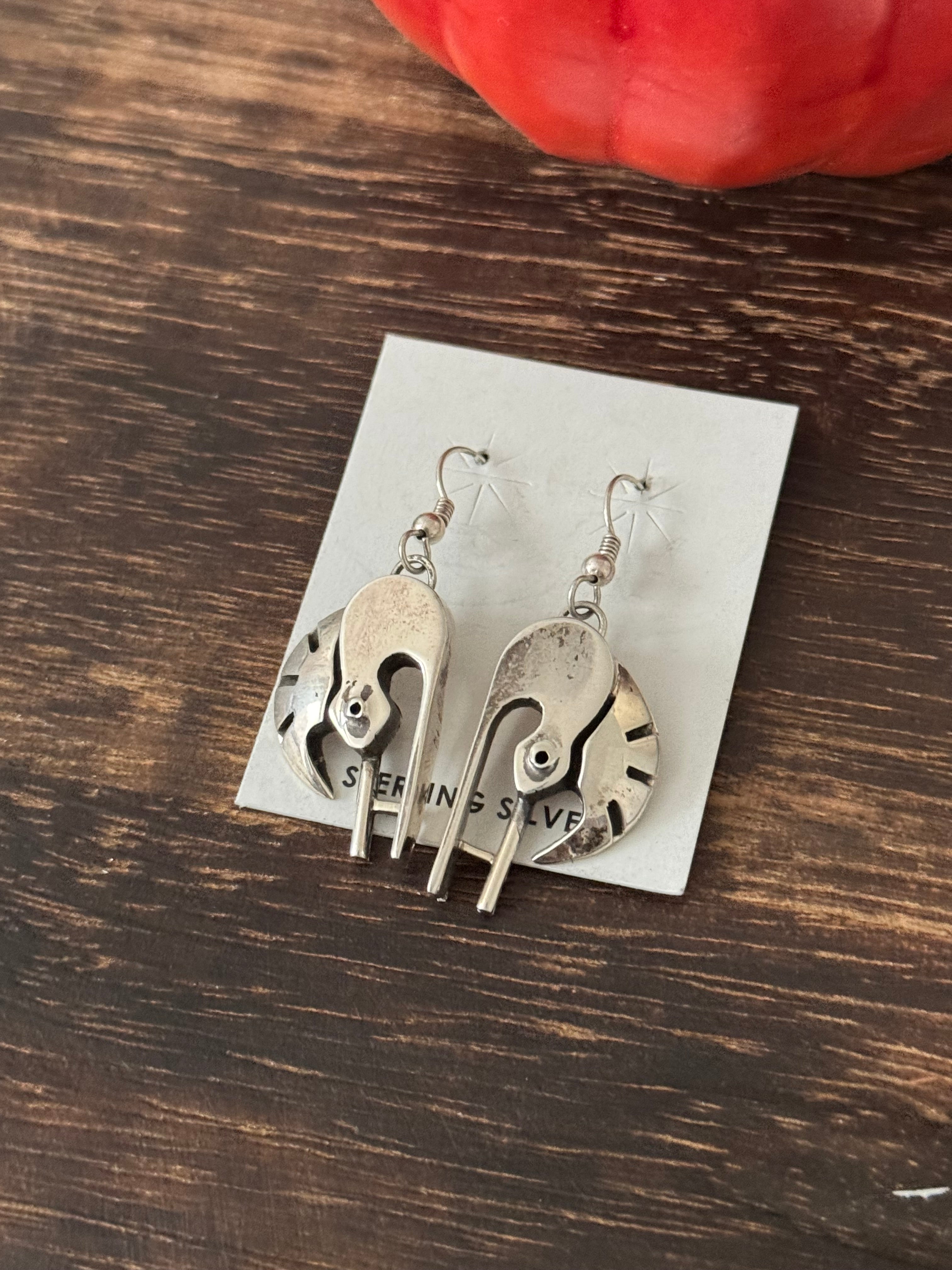 Zuni Made Sterling Silver Dangle Earrings