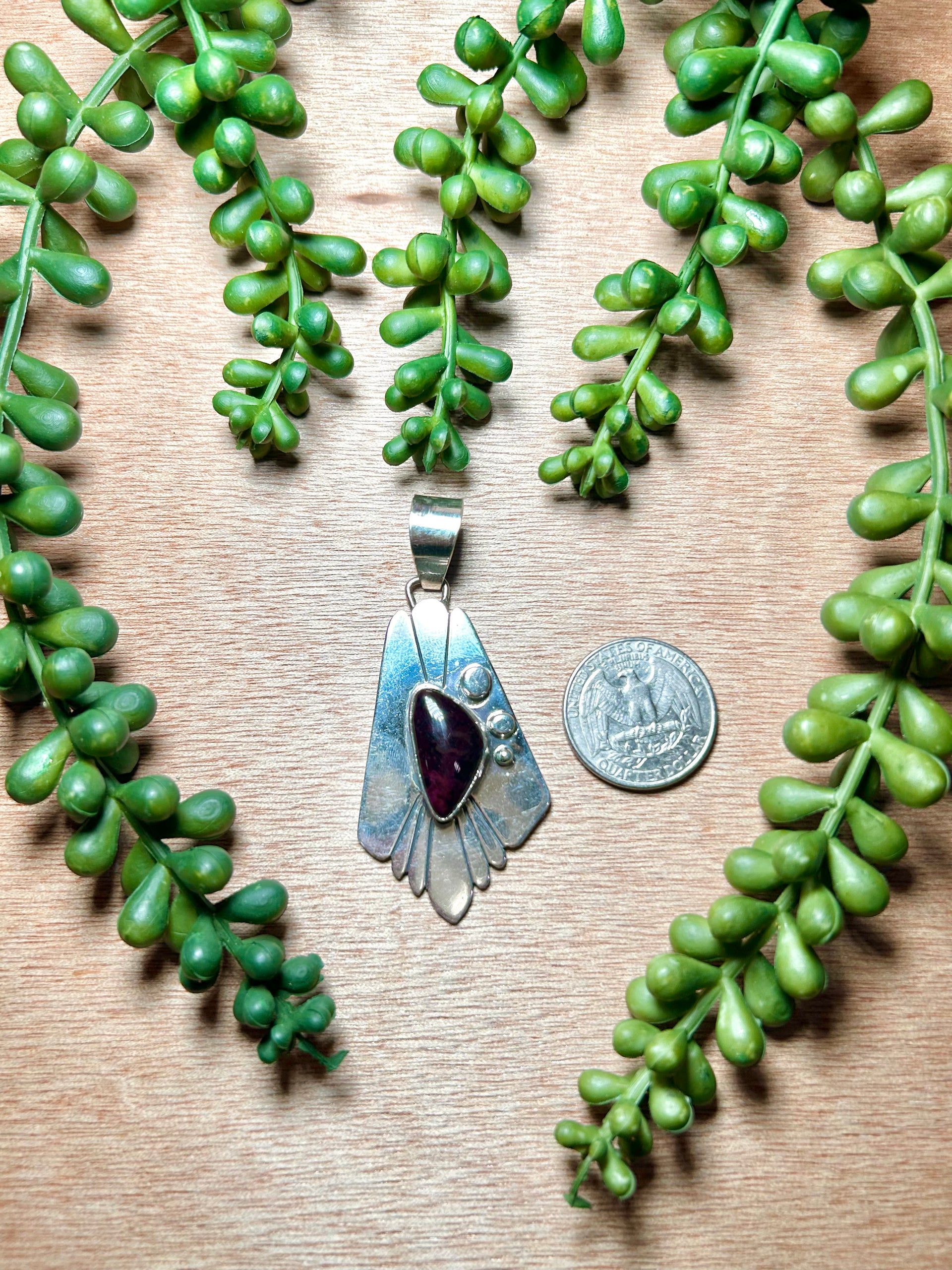 Navajo Made Sngilite  & Sterling Silver Pendant
