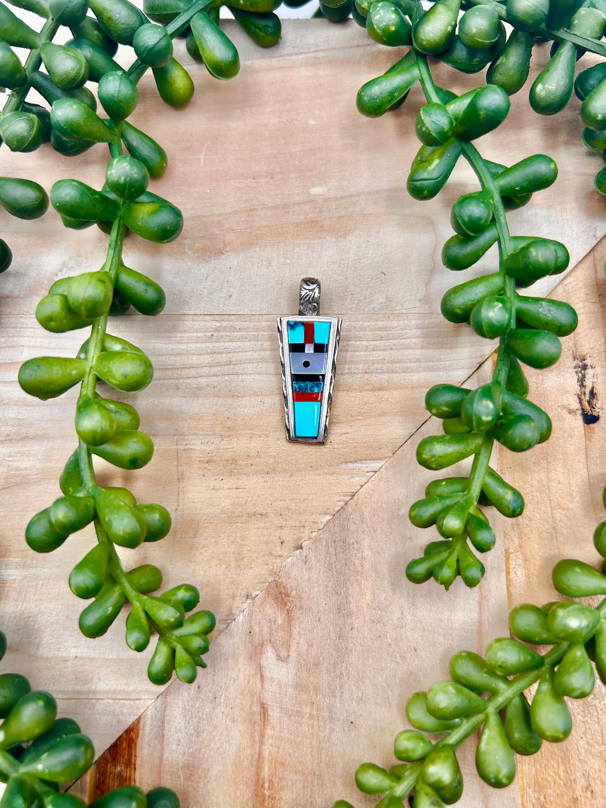 Zuni Made Multi Stone & Sterling Silver Pendant