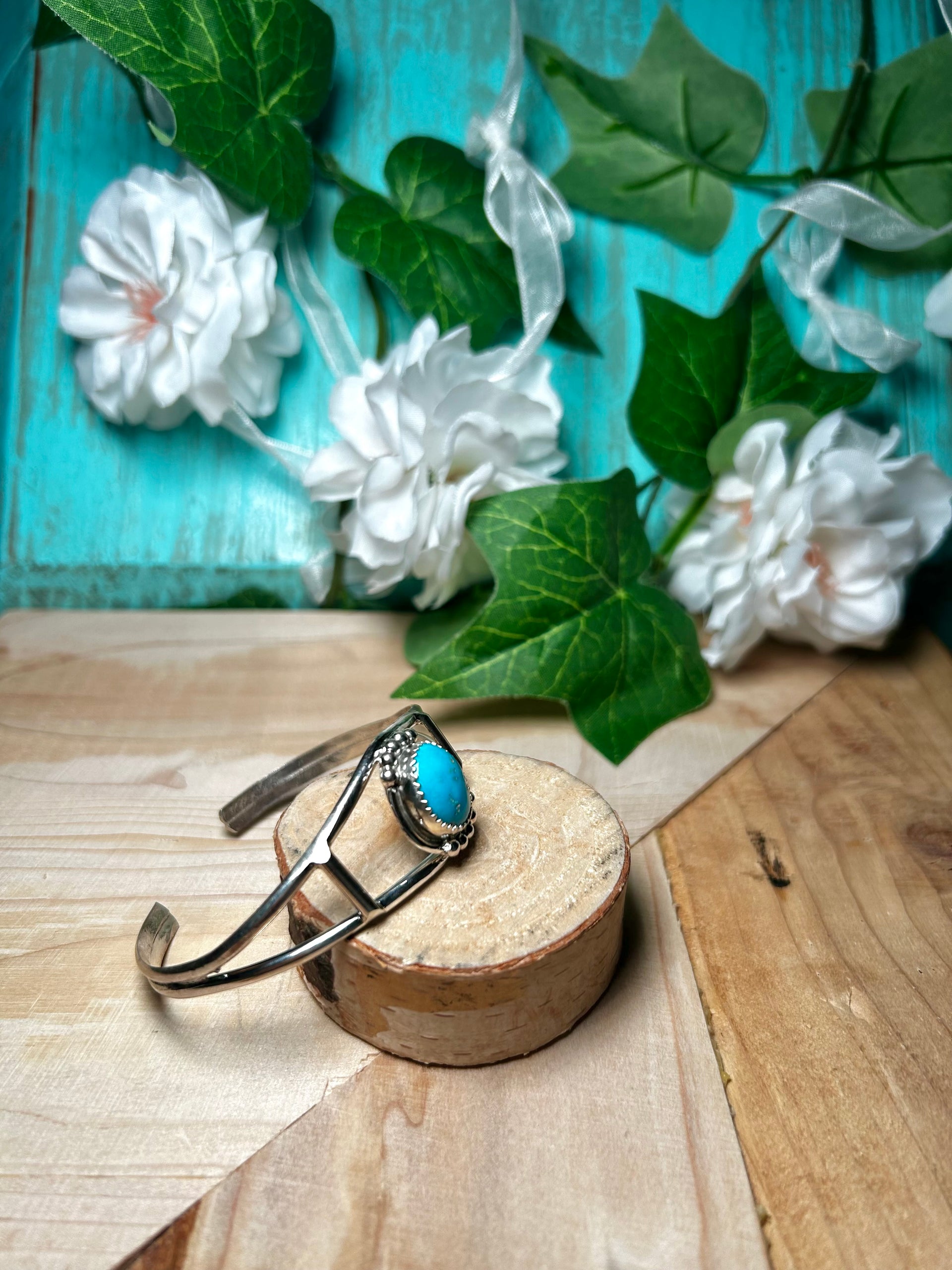 Navajo Kingman Turquoise & Sterling Silver Cuff Bracelet