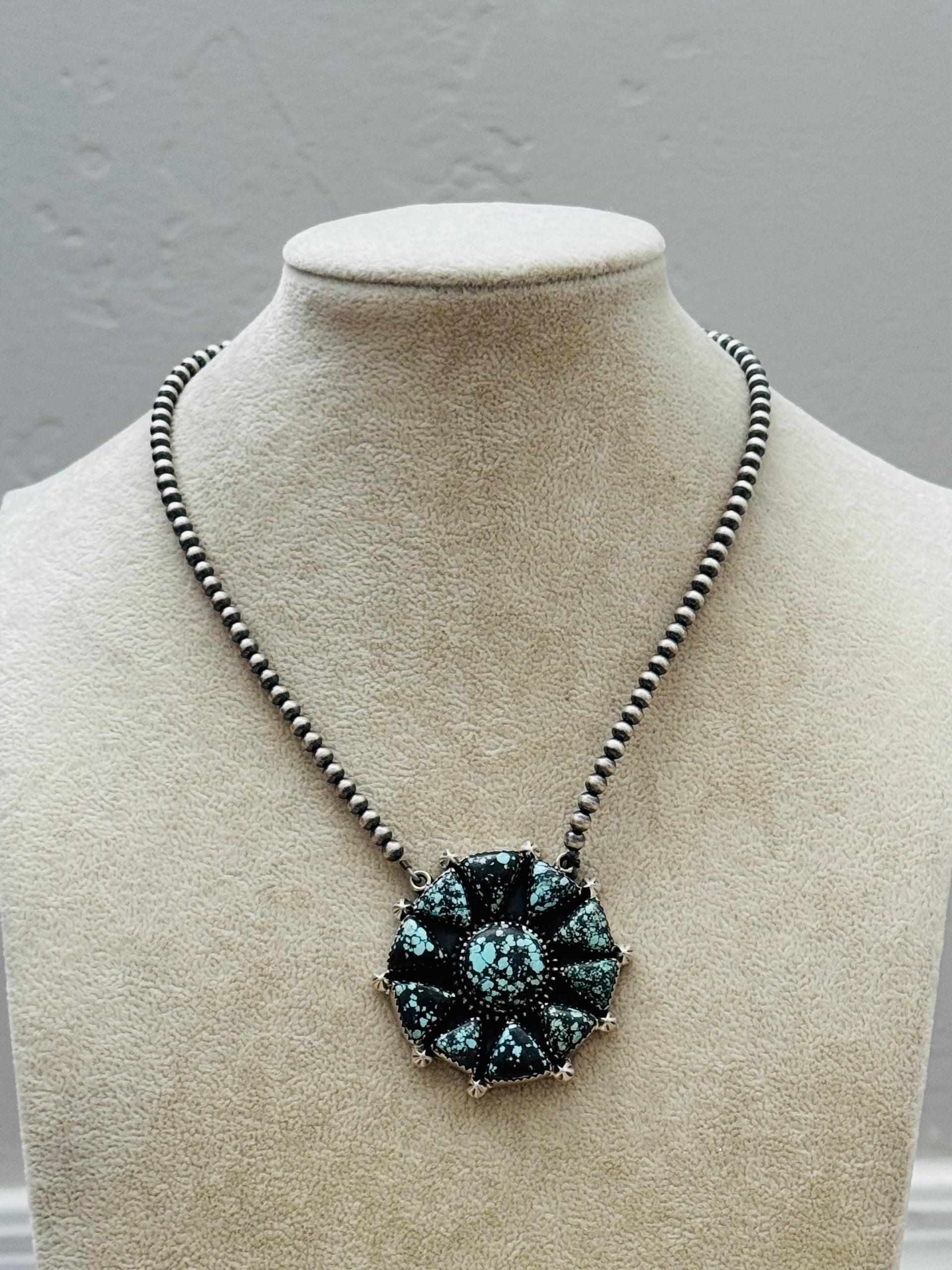 Southwest Handmade New Lander Variscite & Sterling Silver Necklace
