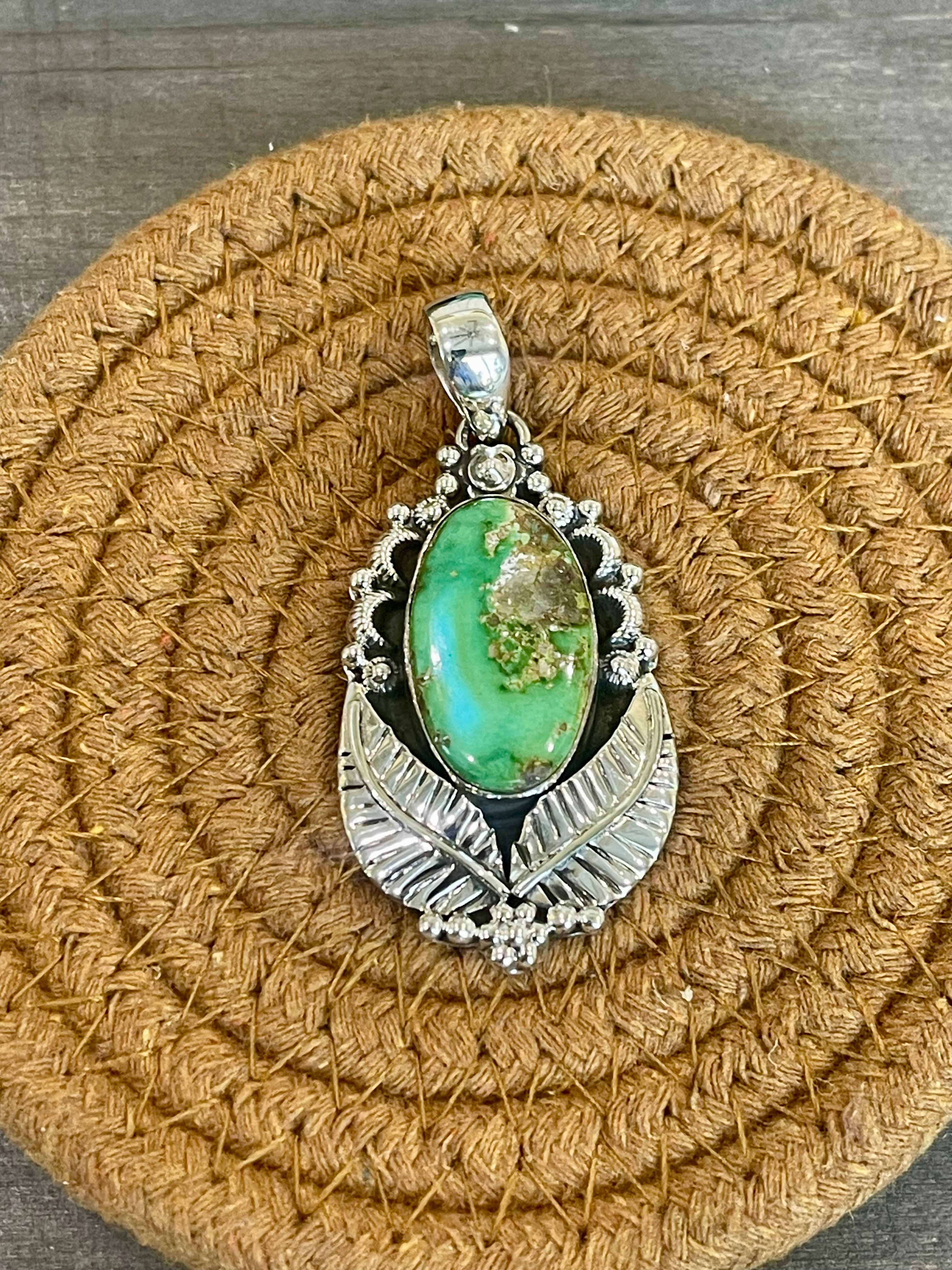 Southwest Handmade Sonoran Mountain Turquoise & Sterling Silver Pendant