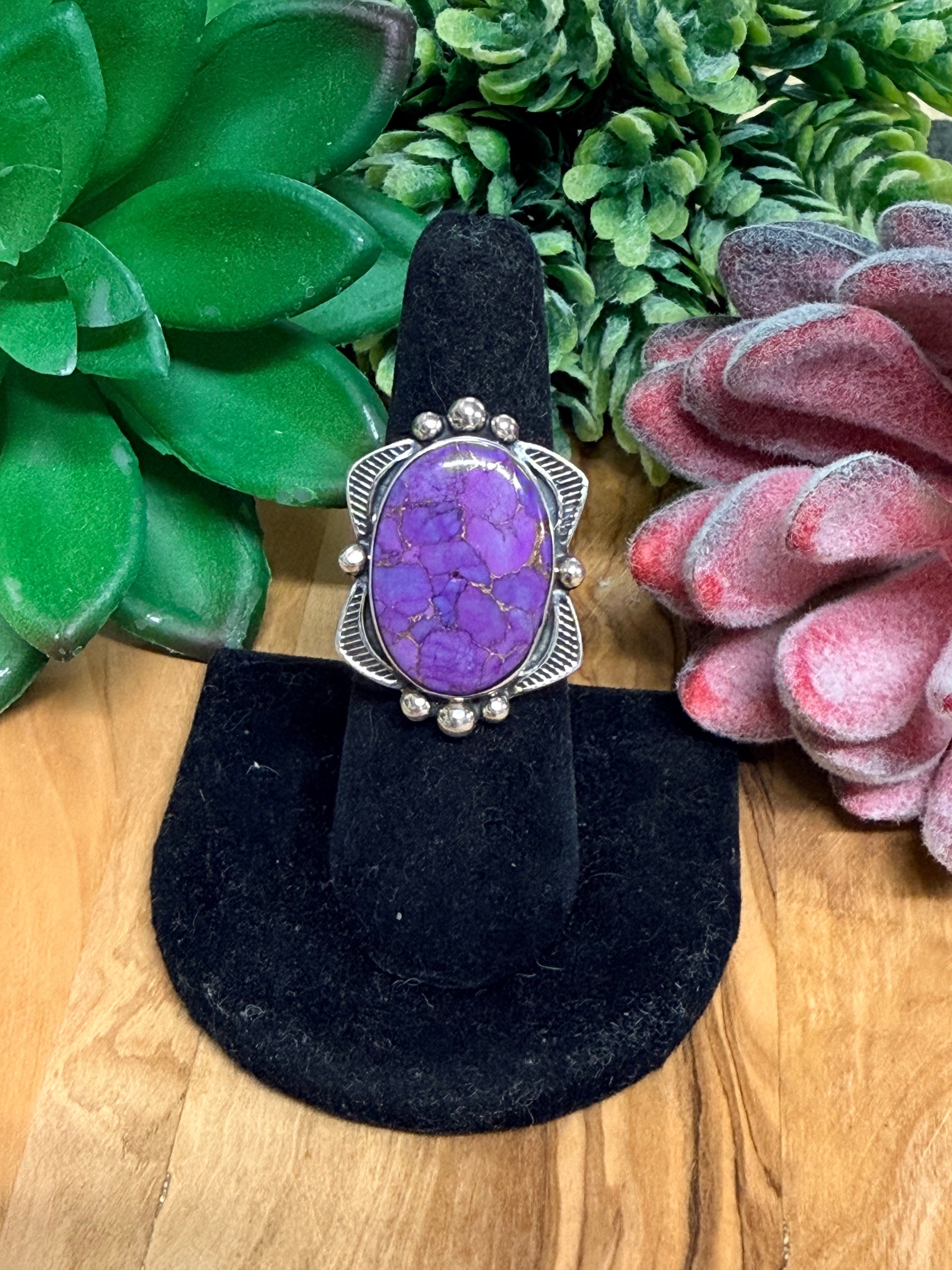 Southwest Handmade Mohave & Sterling Silver Ring Size 6.75