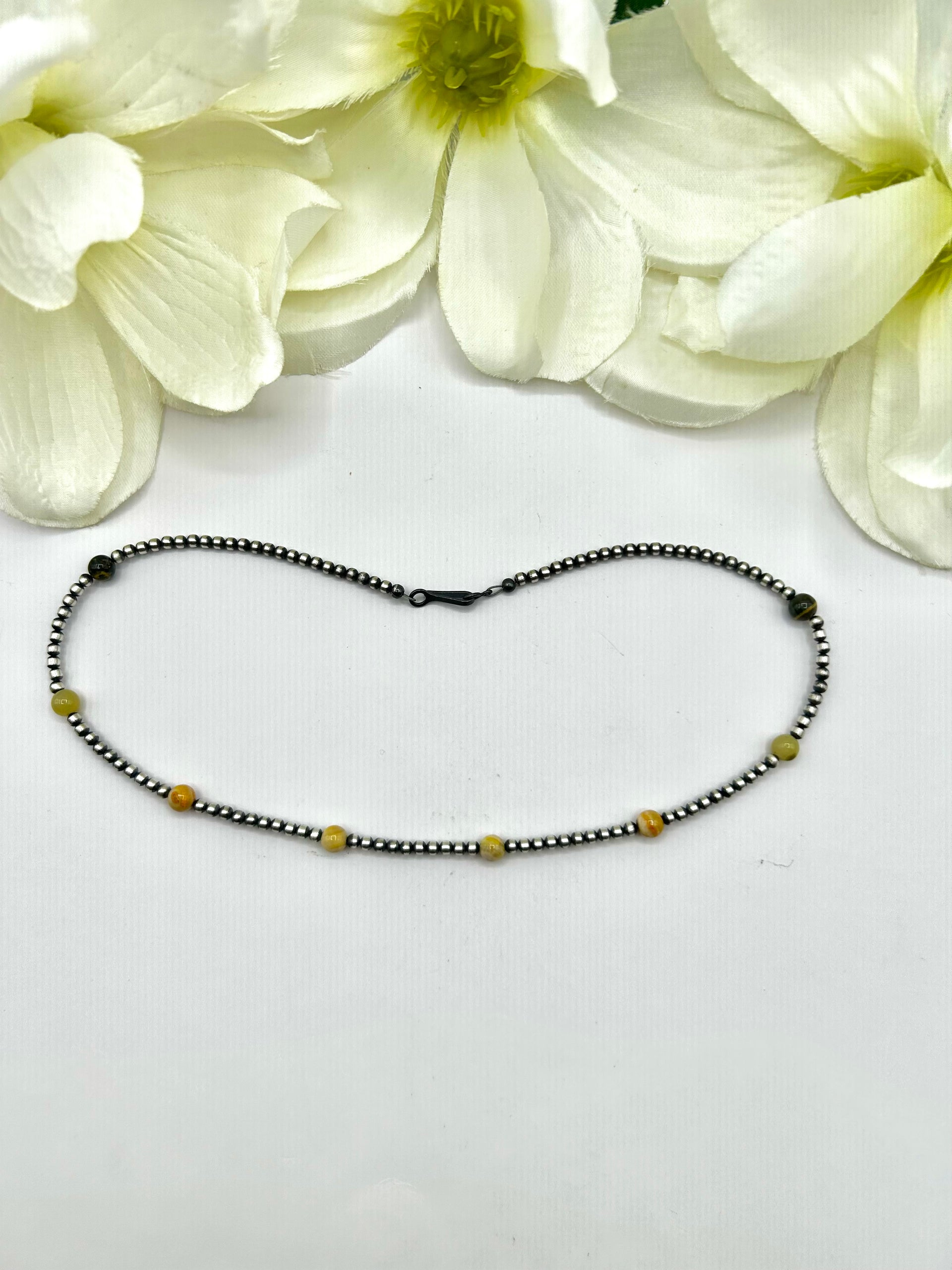 Navajo Made Strung 3 MM BB Agate Necklace